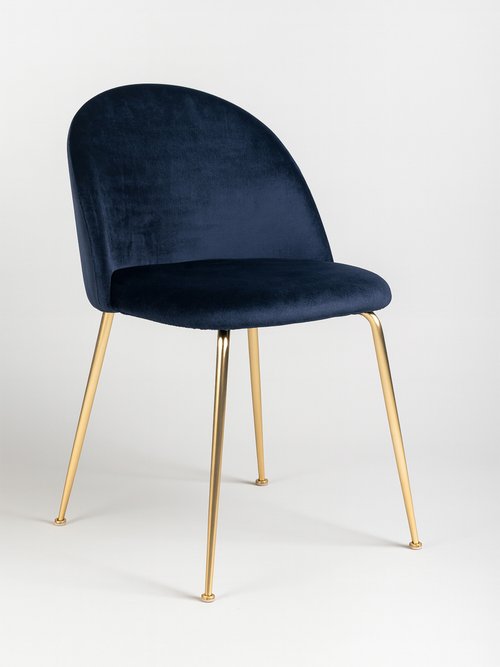Chaise en velours pieds aspect laiton 2B BLEU HN-1001251 FA1