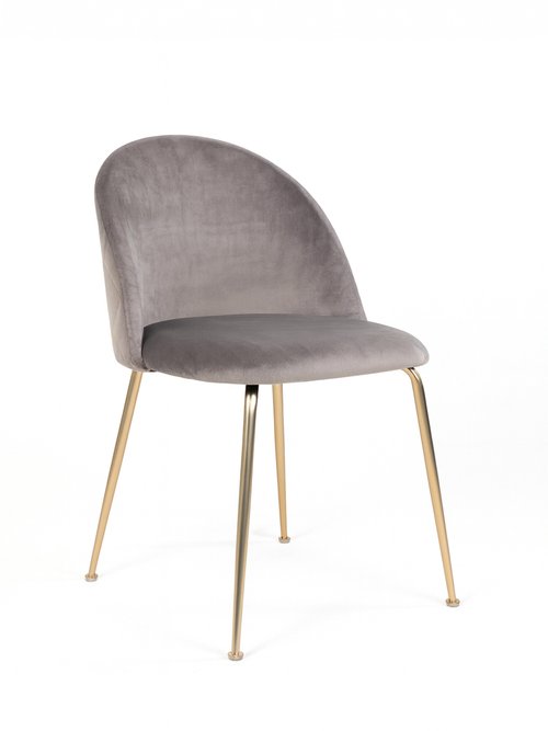 Chaise en velours pieds aspect laiton 3G GRIS HN-1001252 FA1