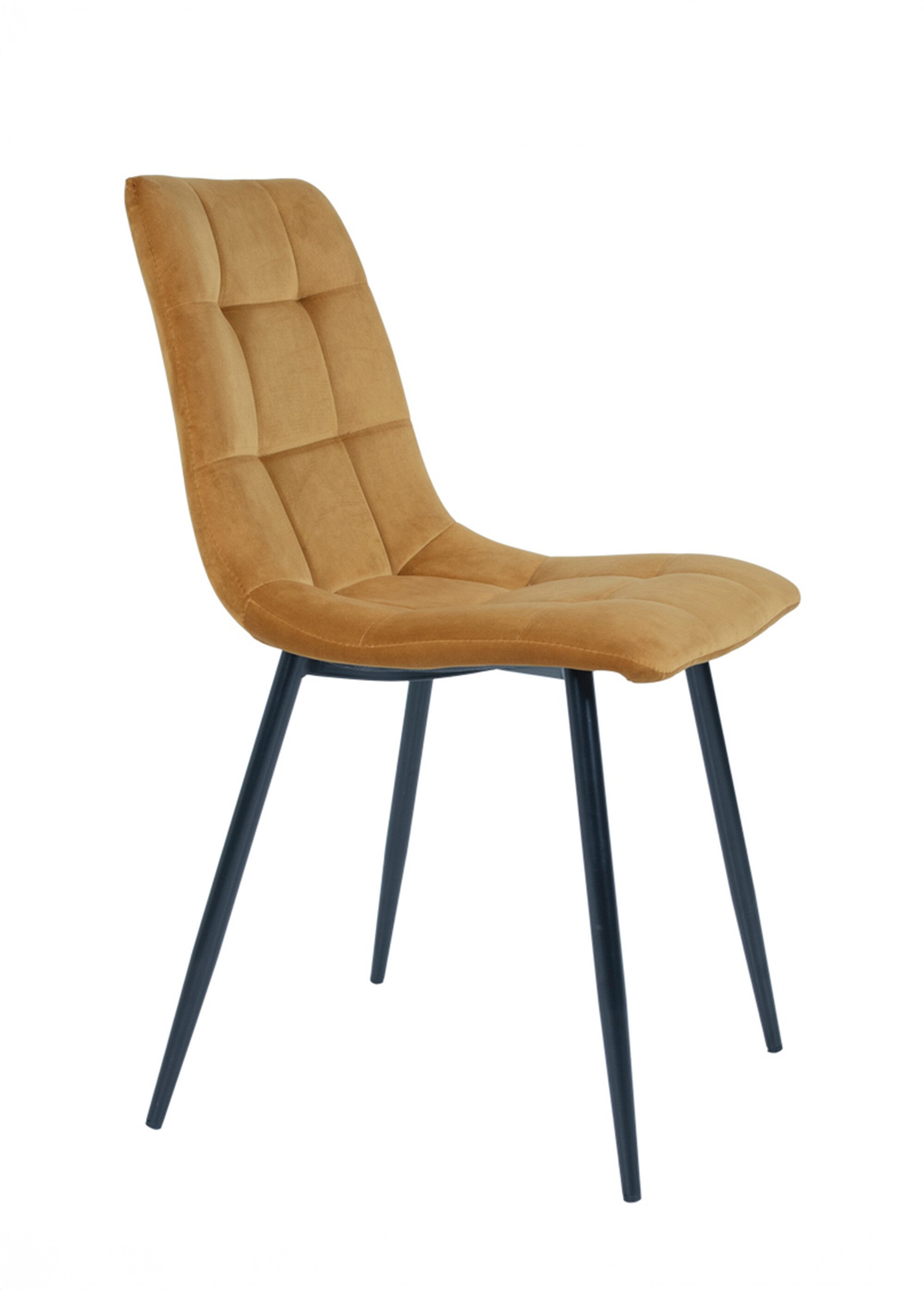 Chaise velours avec assise matelassée 1J JAUNE MOUTARDE HN-1001193 DR1