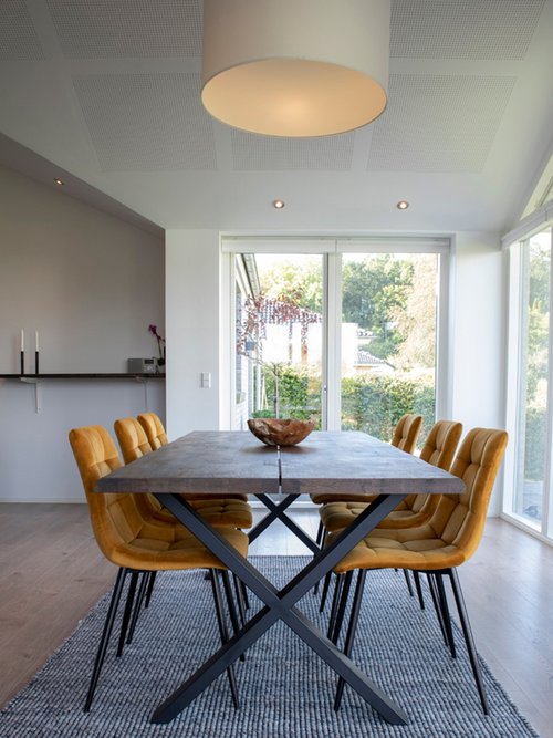 Chaise velours avec assise matelassée 1J JAUNE MOUTARDE HN-1001193 SI2