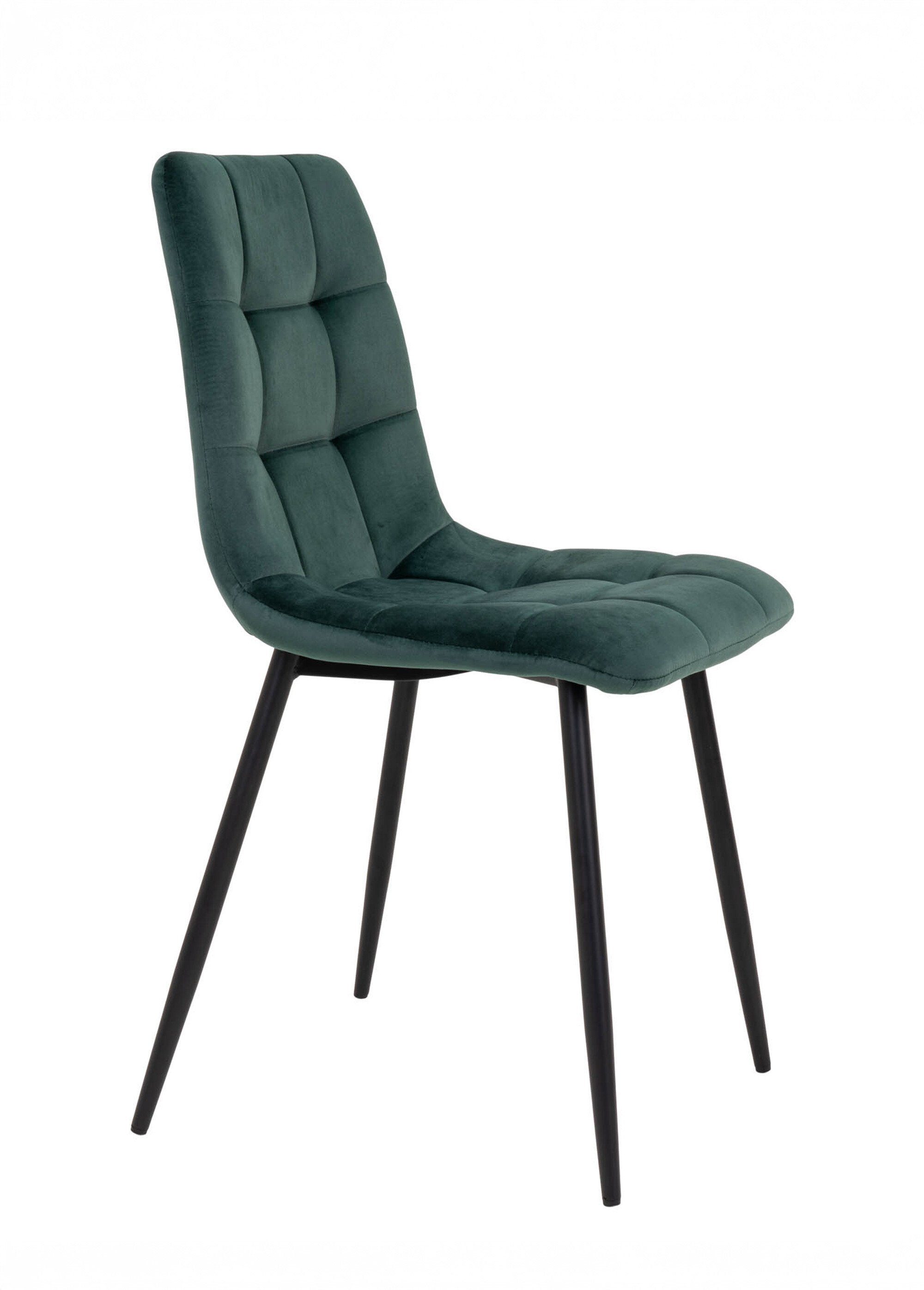 Chaise velours avec assise matelassée 2V VERT FONCE HN-1001195 DR1