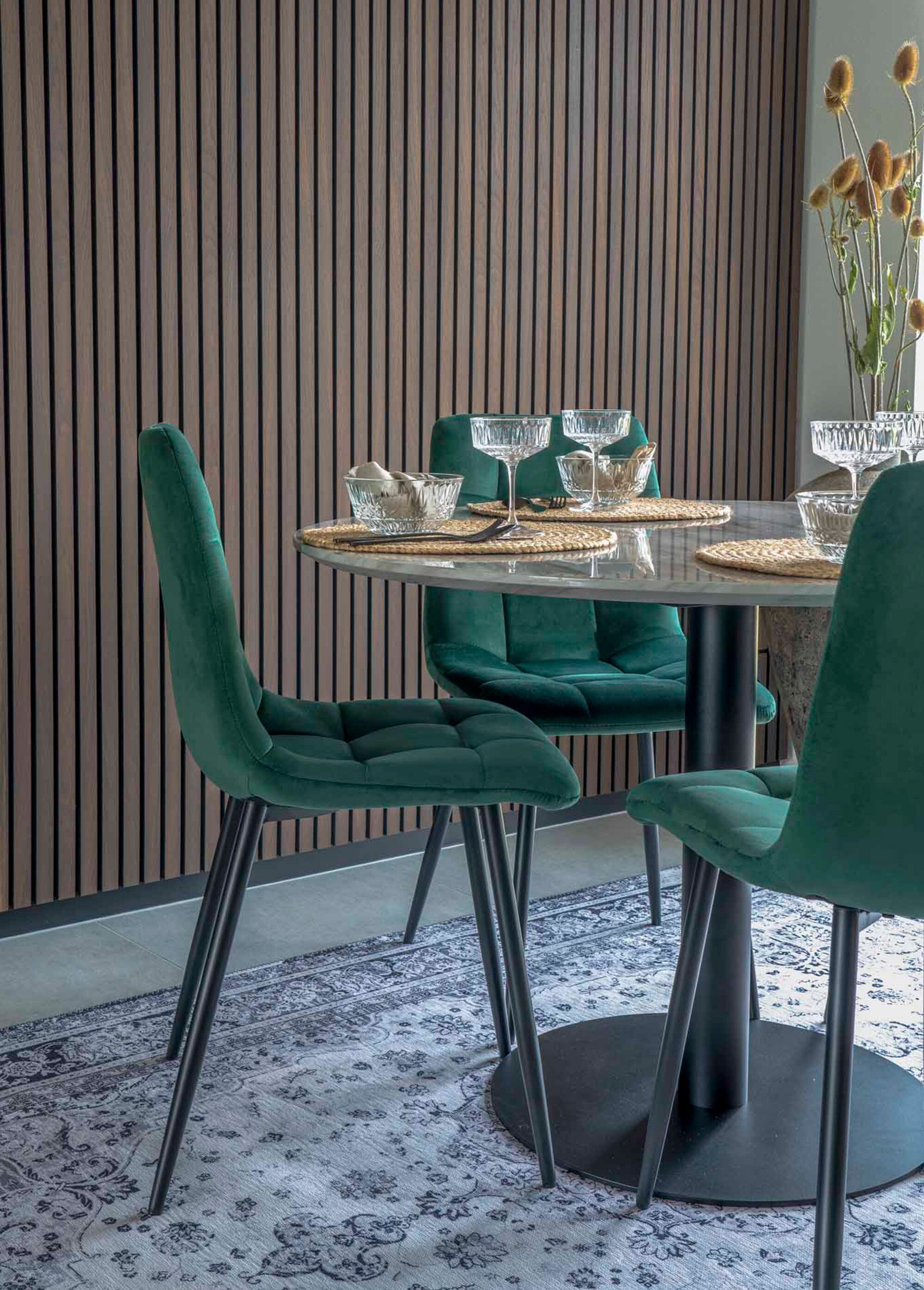 Chaise velours avec assise matelassée 2V VERT FONCE HN-1001195 SI1