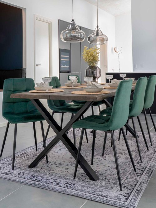 Chaise velours avec assise matelassée 2V VERT FONCE HN-1001195 SI2