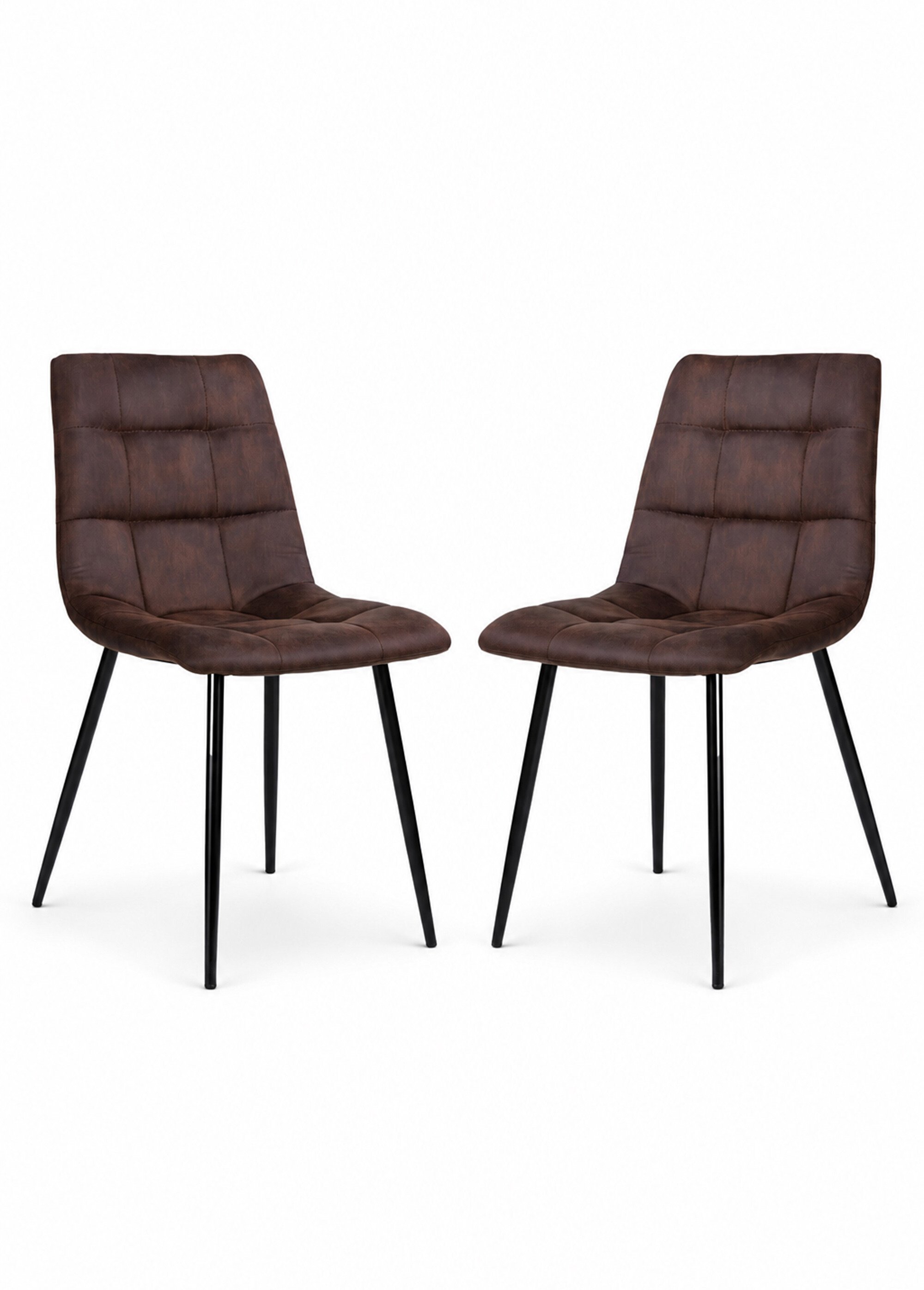 Chaises assise matelassée microfibre 2M MARRON HN-1001191 FA1