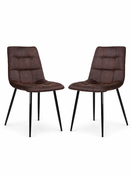 Chaises assise matelassée microfibre 2M MARRON HN-1001191 FA1