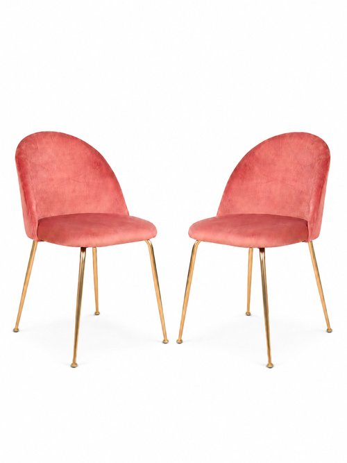 Chaises velours pieds aspect laiton 1R ROSE HN-1001250 FA1