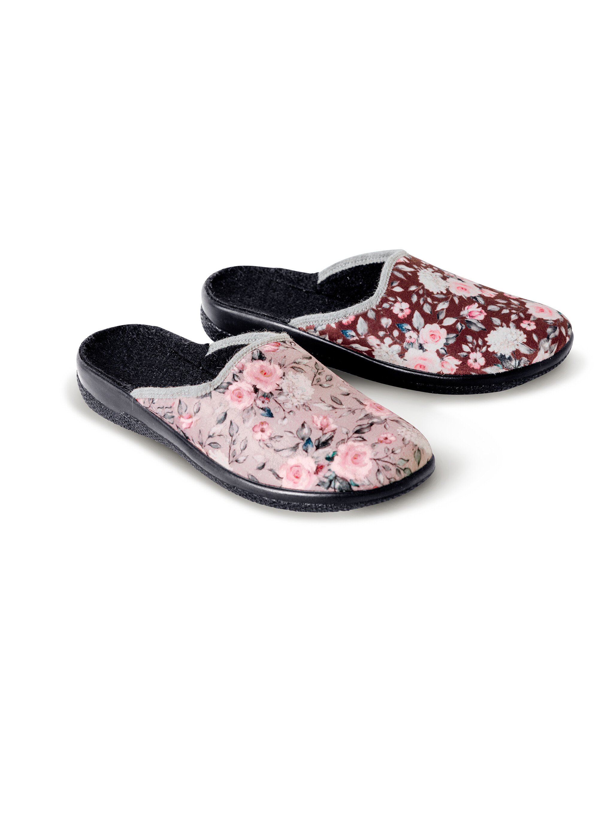 Chausson mule largeur confort motif floral