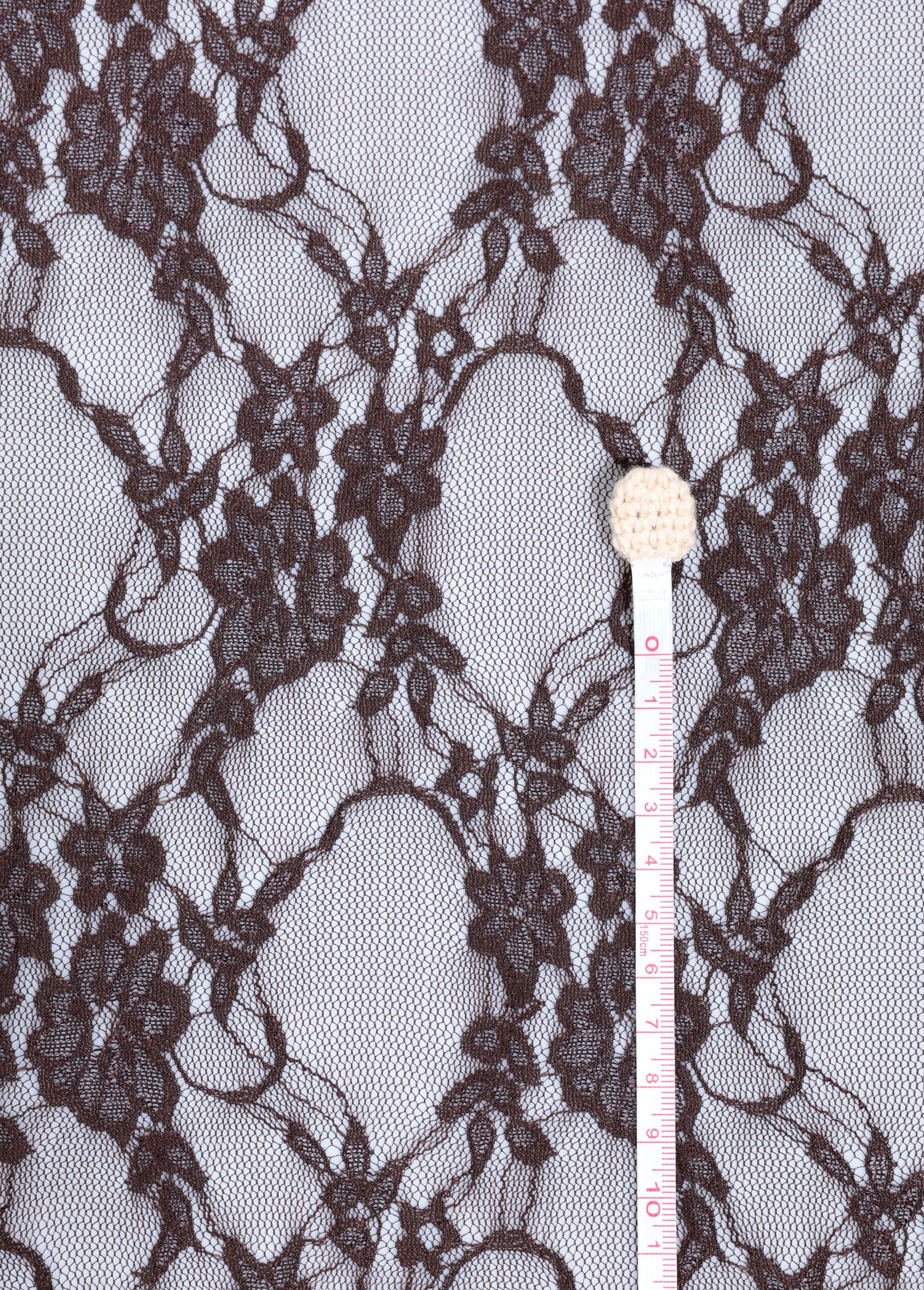 Coupon tissu broderie fleurs et tulle 5C