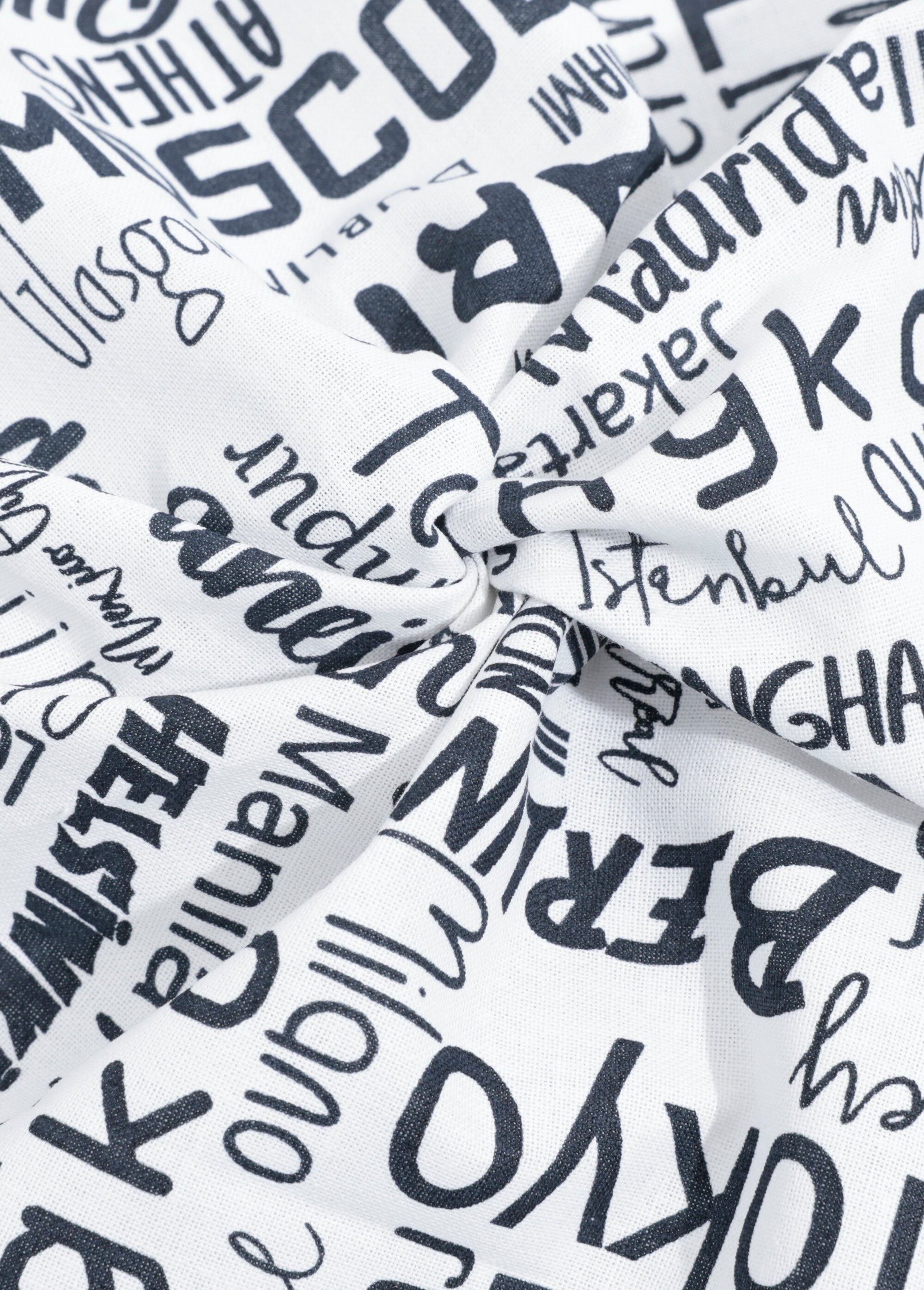 Coupon tissu déco inscriptions Villes 1N