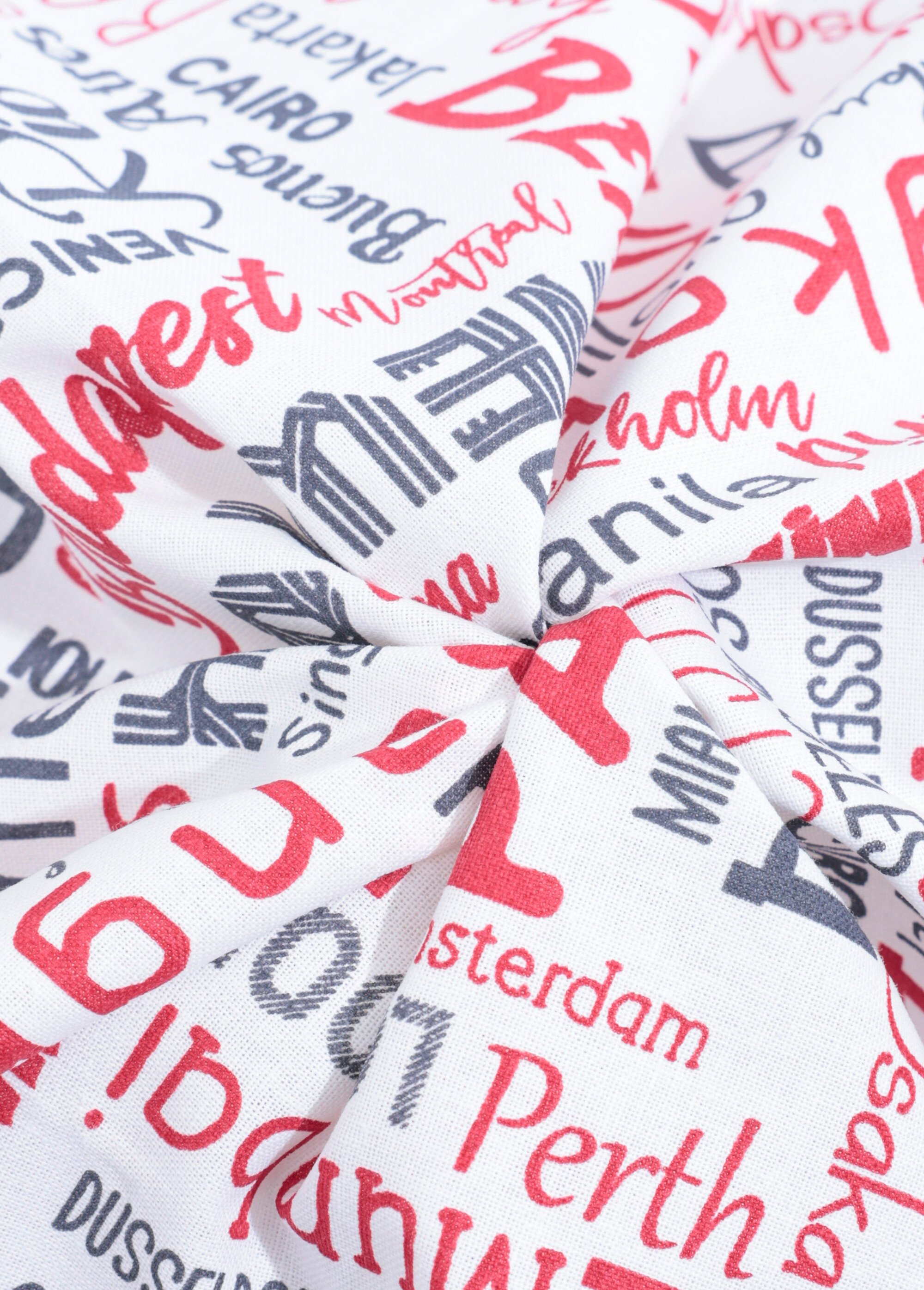 Coupon tissu déco inscriptions Villes 1N