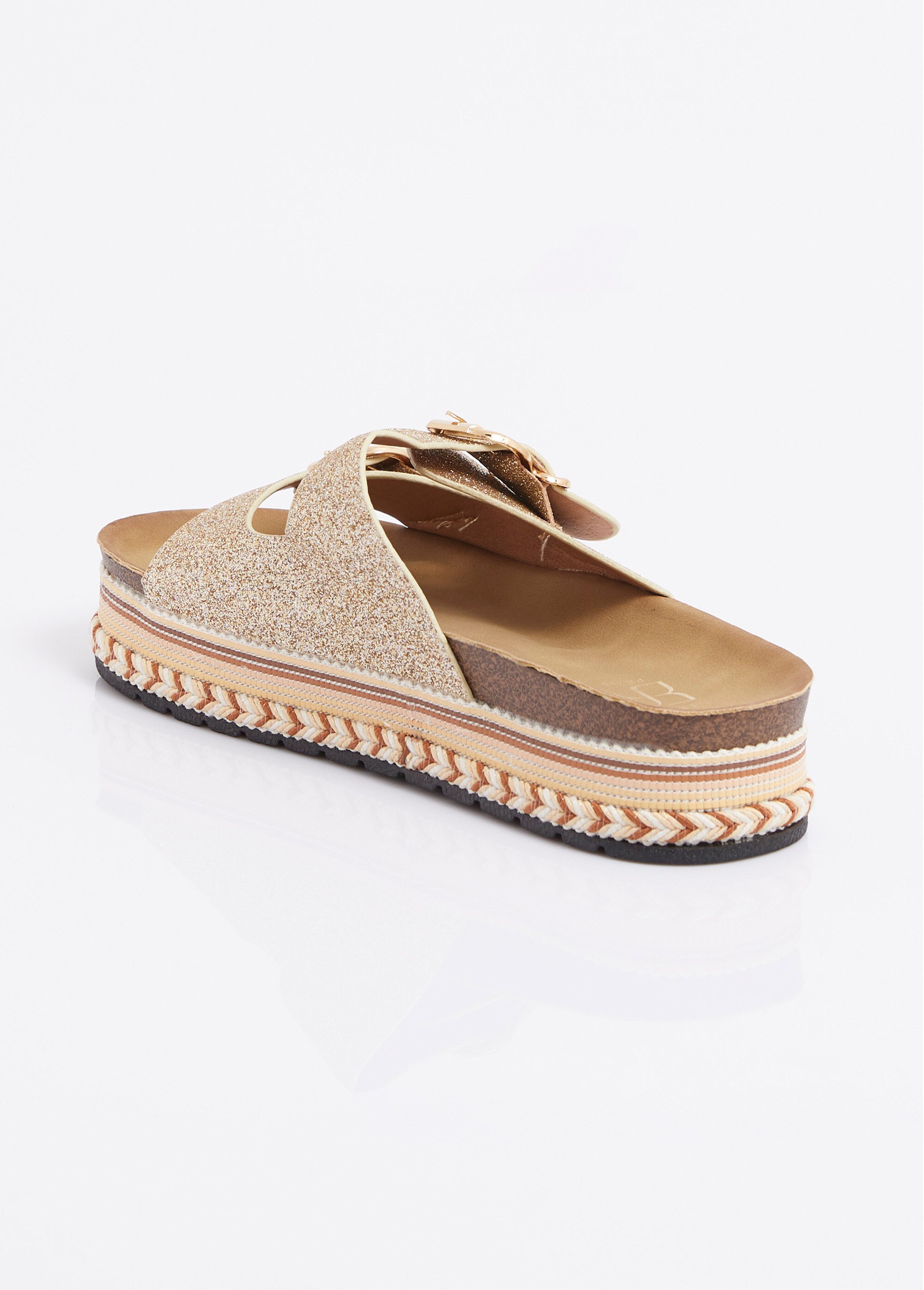 Mules à boucles, semelle plateforme Femme Doré ERY903-629 DO1