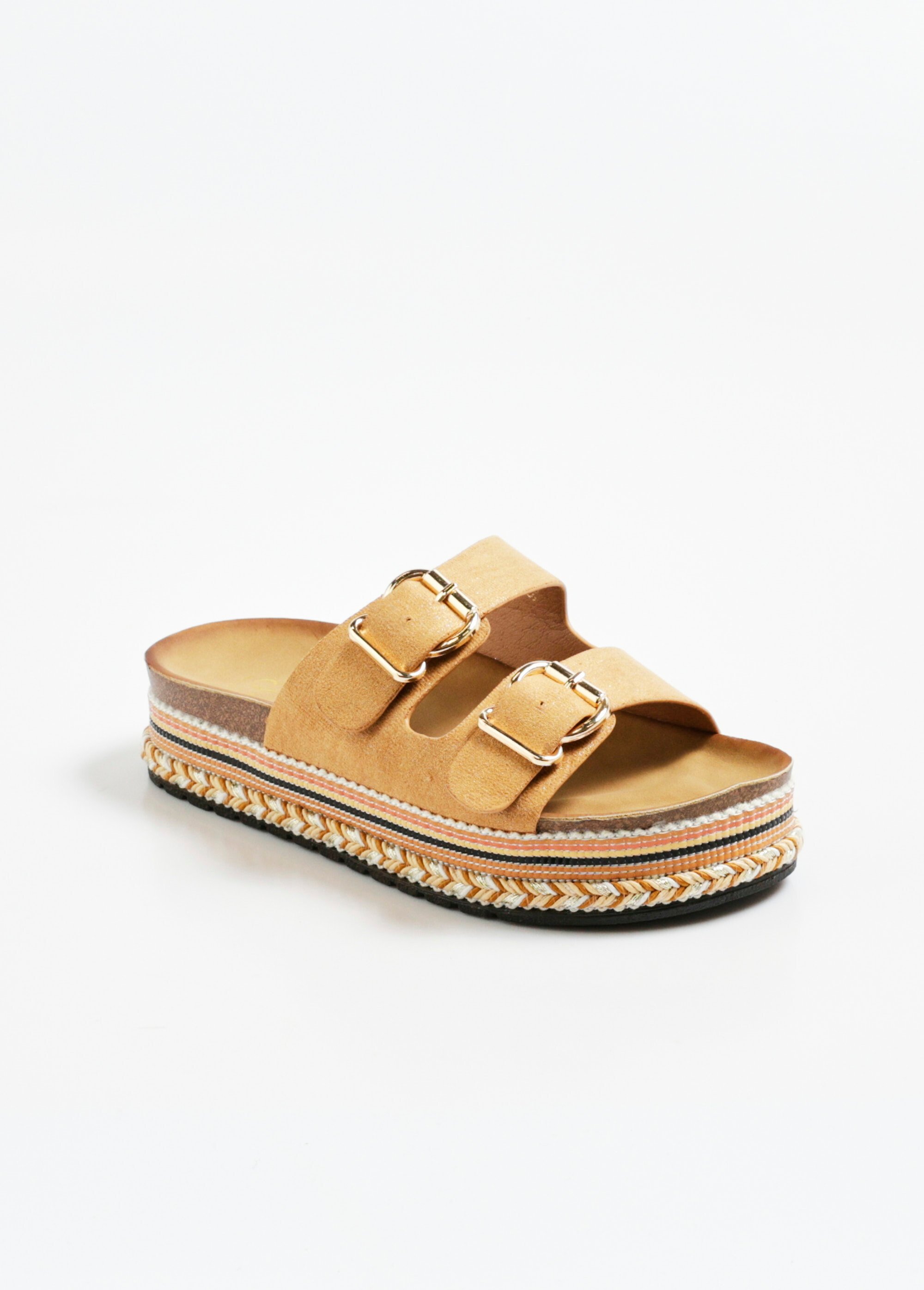 Mules à boucles, semelle plateforme Femme Marron ERY903-629 FA1