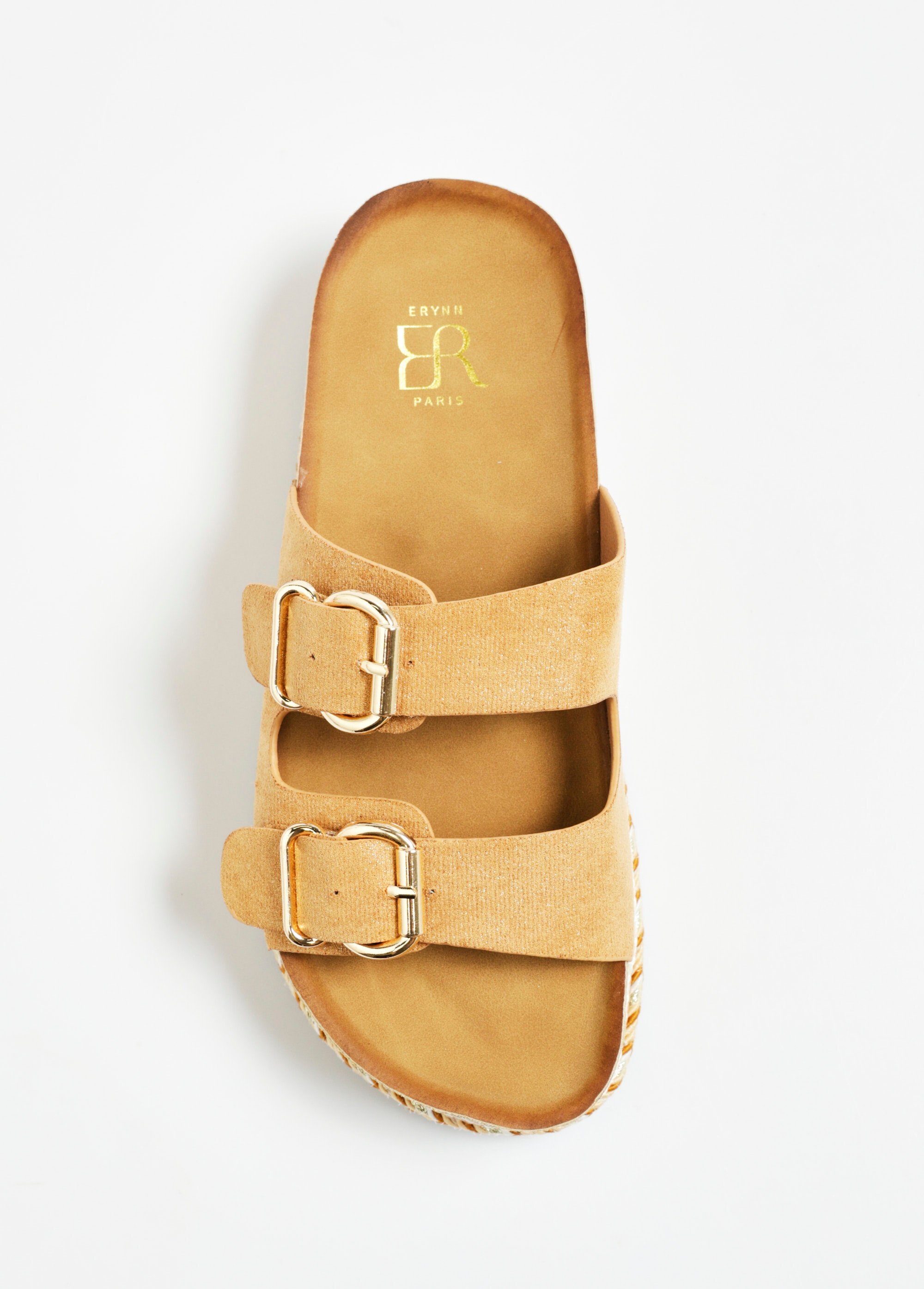 Mules à boucles, semelle plateforme Femme Marron ERY903-629 OV1