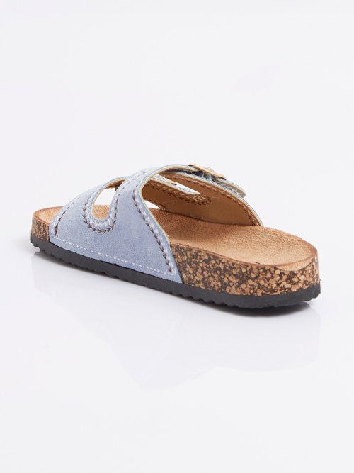 Mules folk à boucles, semelle type liège Femme Bleu ERYLS-615 DO1