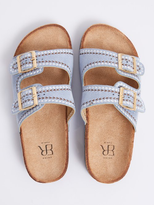 Mules folk à boucles, semelle type liège Femme Bleu ERYLS-615 OV1