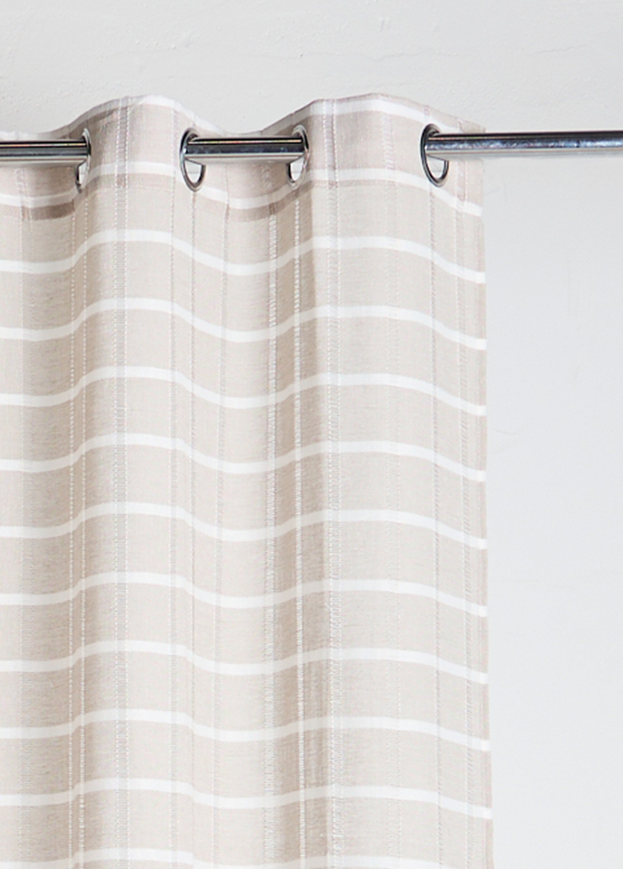 Rideau 1 panneau œillets carreaux jour Beige COT20068 DE1