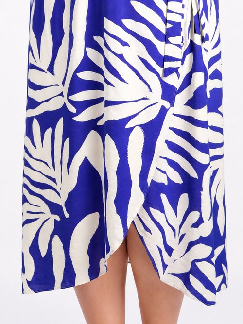 Robe à fines bretelles, motif feuillage Femme Bleu MA-760-1553 DE2