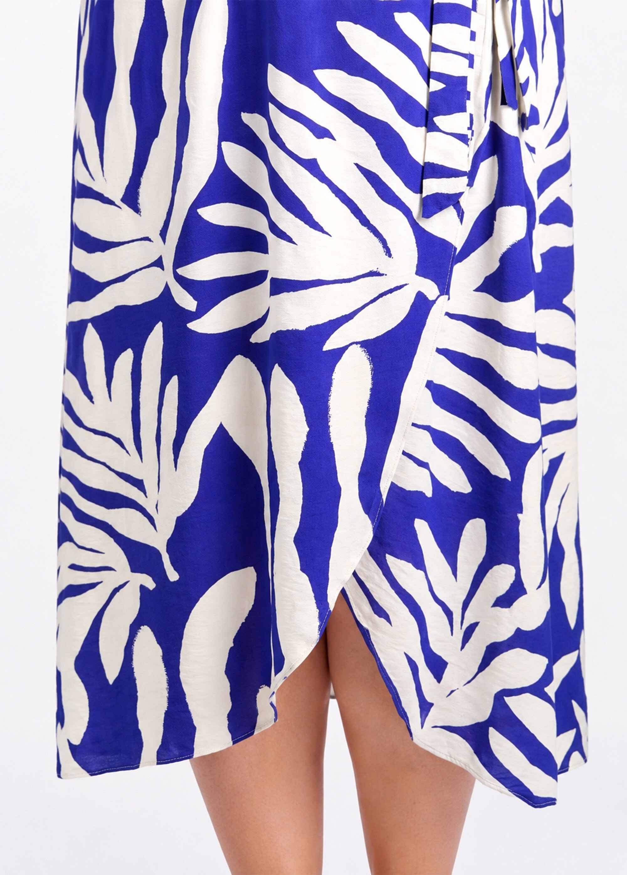 Robe à fines bretelles, motif feuillage Femme Bleu MA-760-1553 DE2