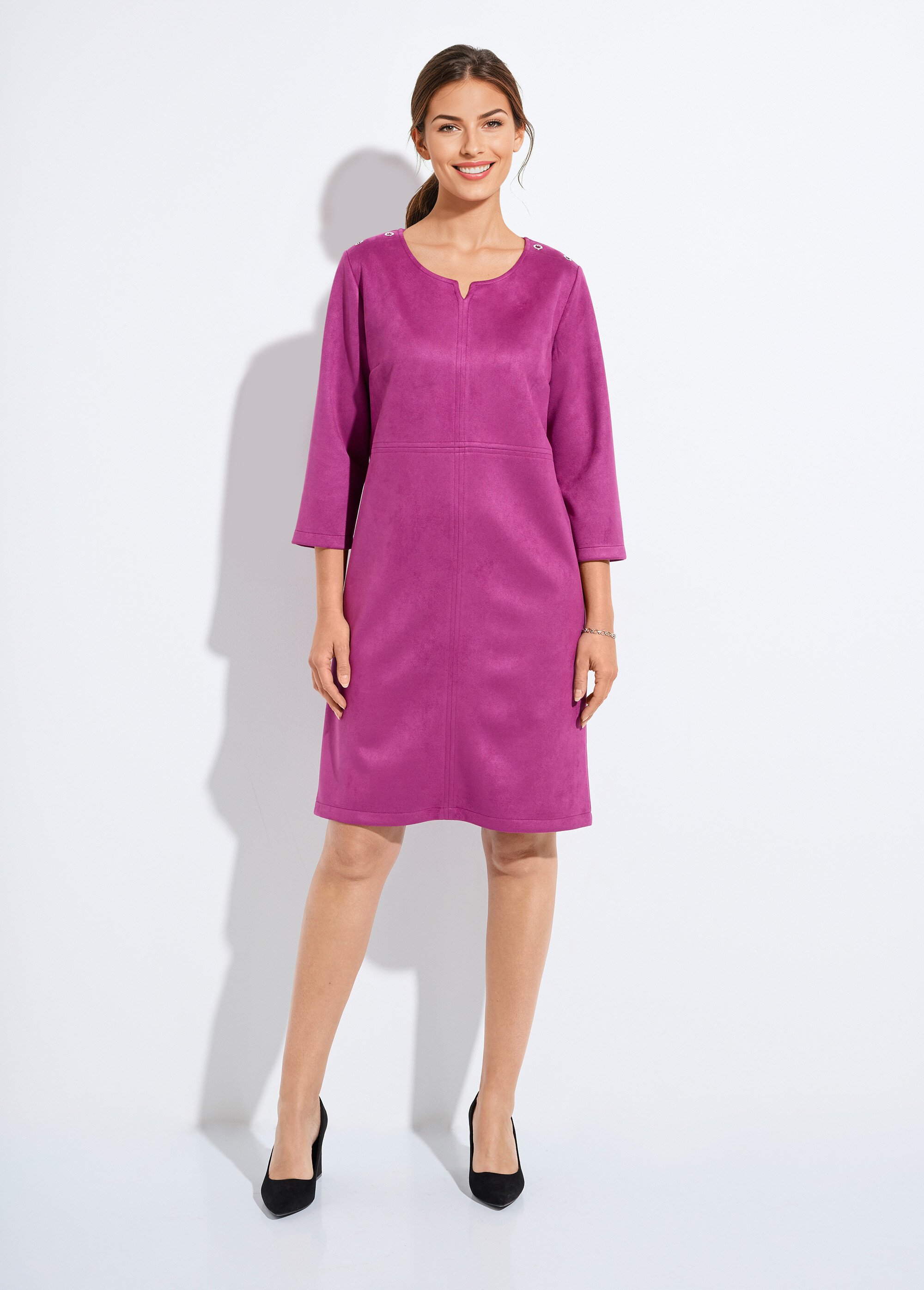 Robe ample courte en tissu suédé uni Femme Violet HUNGARY FA1