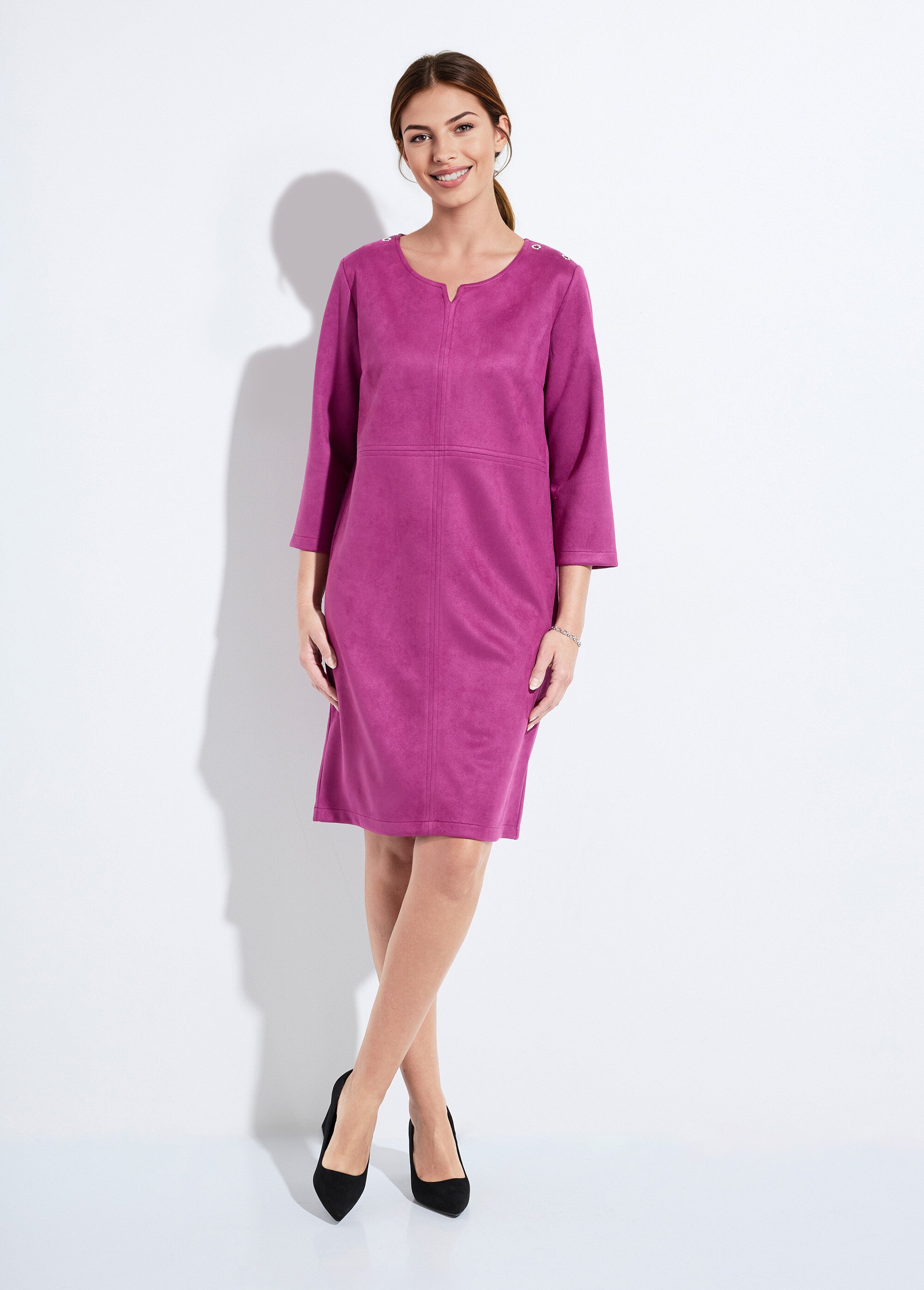 Robe ample courte en tissu suédé uni Femme Violet HUNGARY SF1