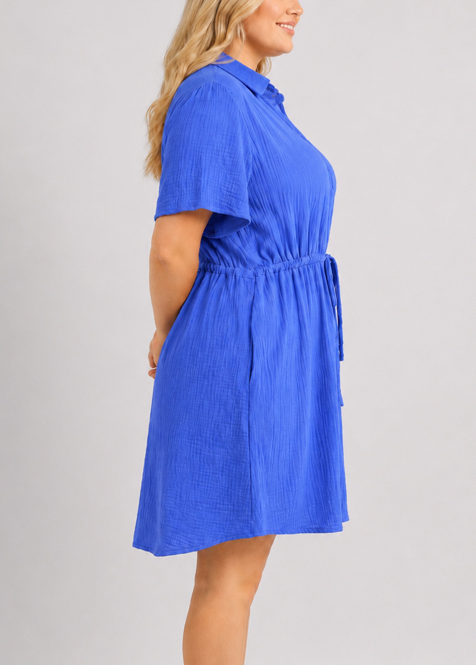 Robe chemisier ceinturée gaze de coton