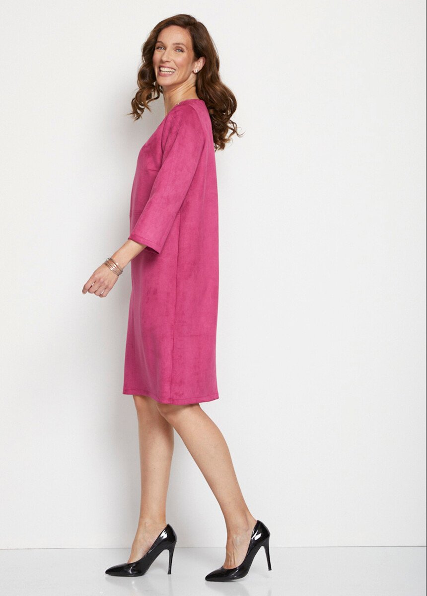 Robe ample courte en tissu suédé uni Femme Rose HUNGARY DR1