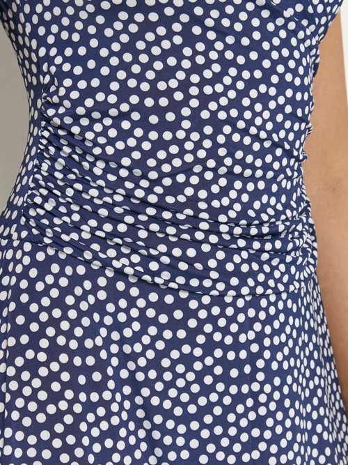 Robe stretch à pois décolleté cache-cœur Femme Bleu ZA-VOICEPOIS DE2