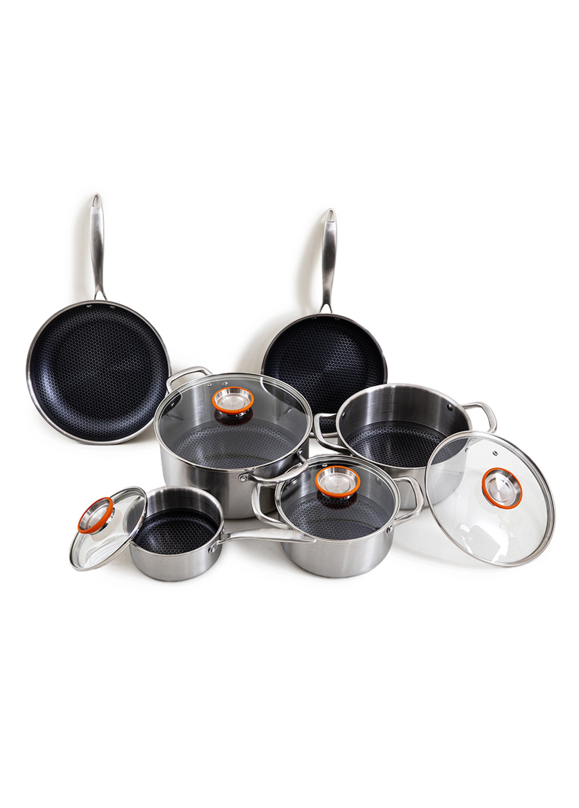 Set 10 pièces inox induction, Black Cube