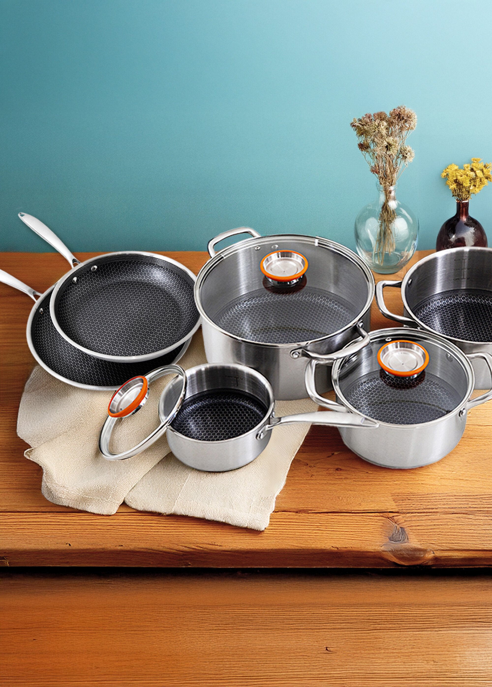 Set 10 pièces inox induction, Black Cube Gris 9120500 SF1