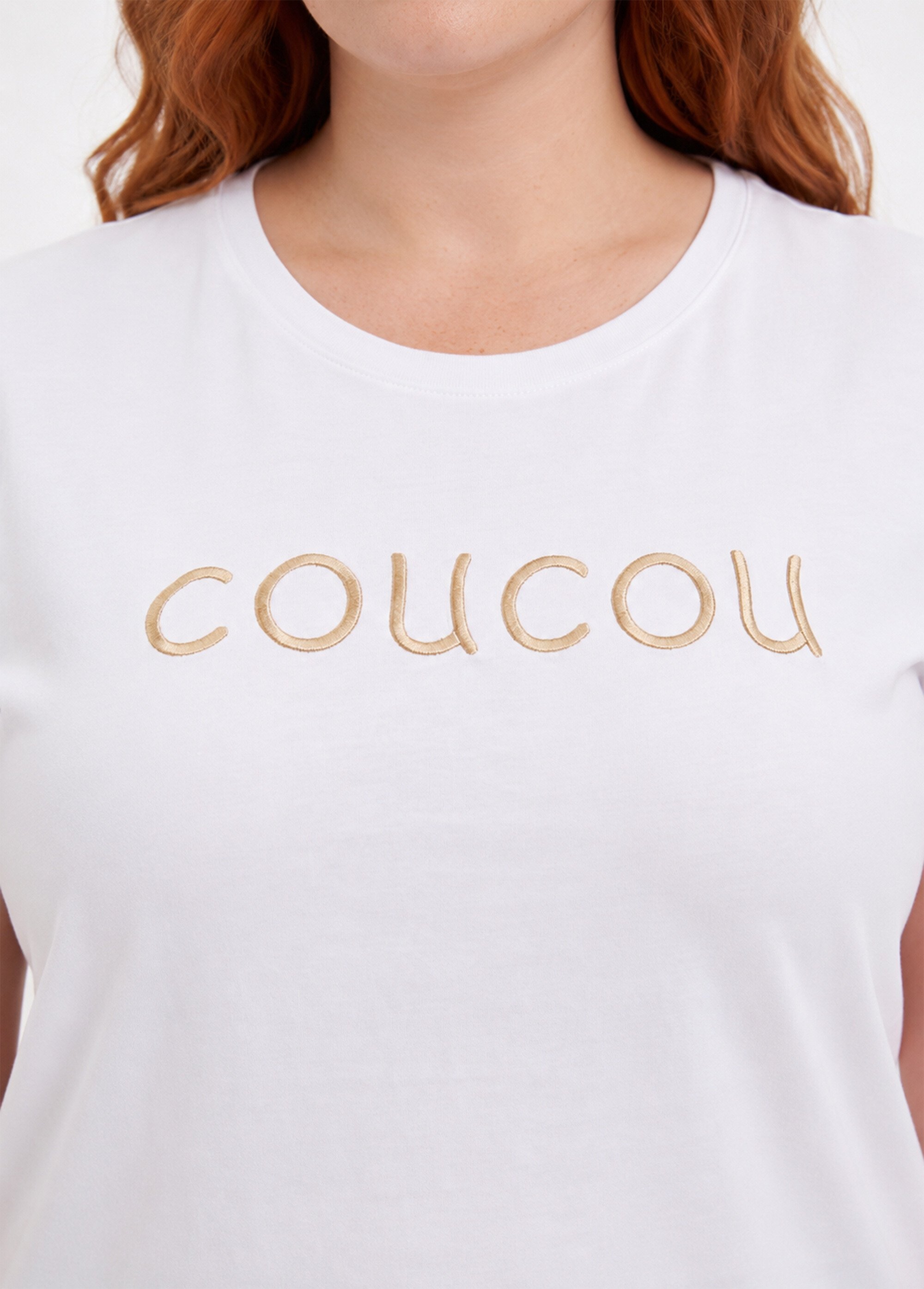 T-shirt col rond avec broderie Coucou