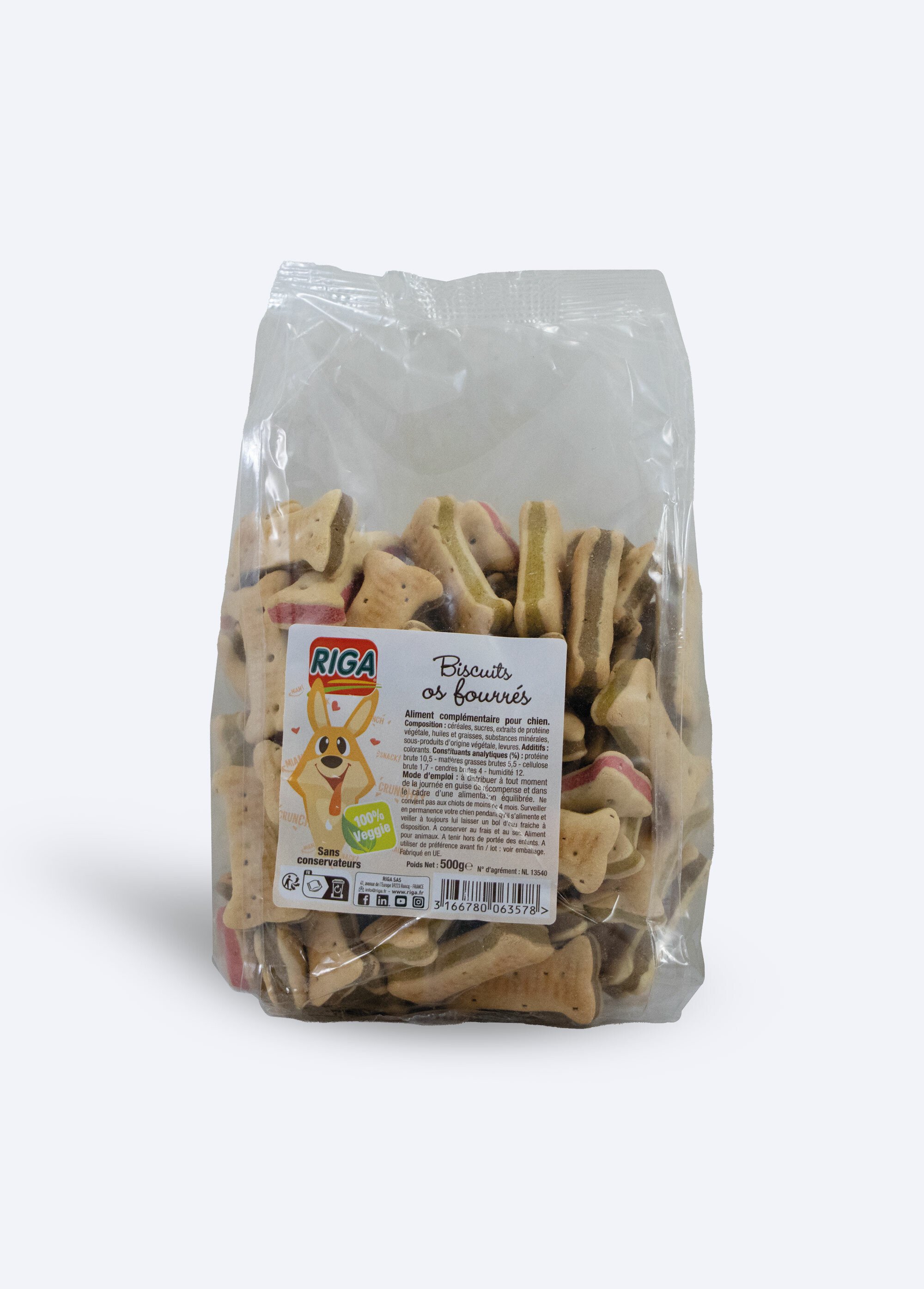 Biscuits végétariens os fourrés, chien MARRON RIG-00006357EL FA1