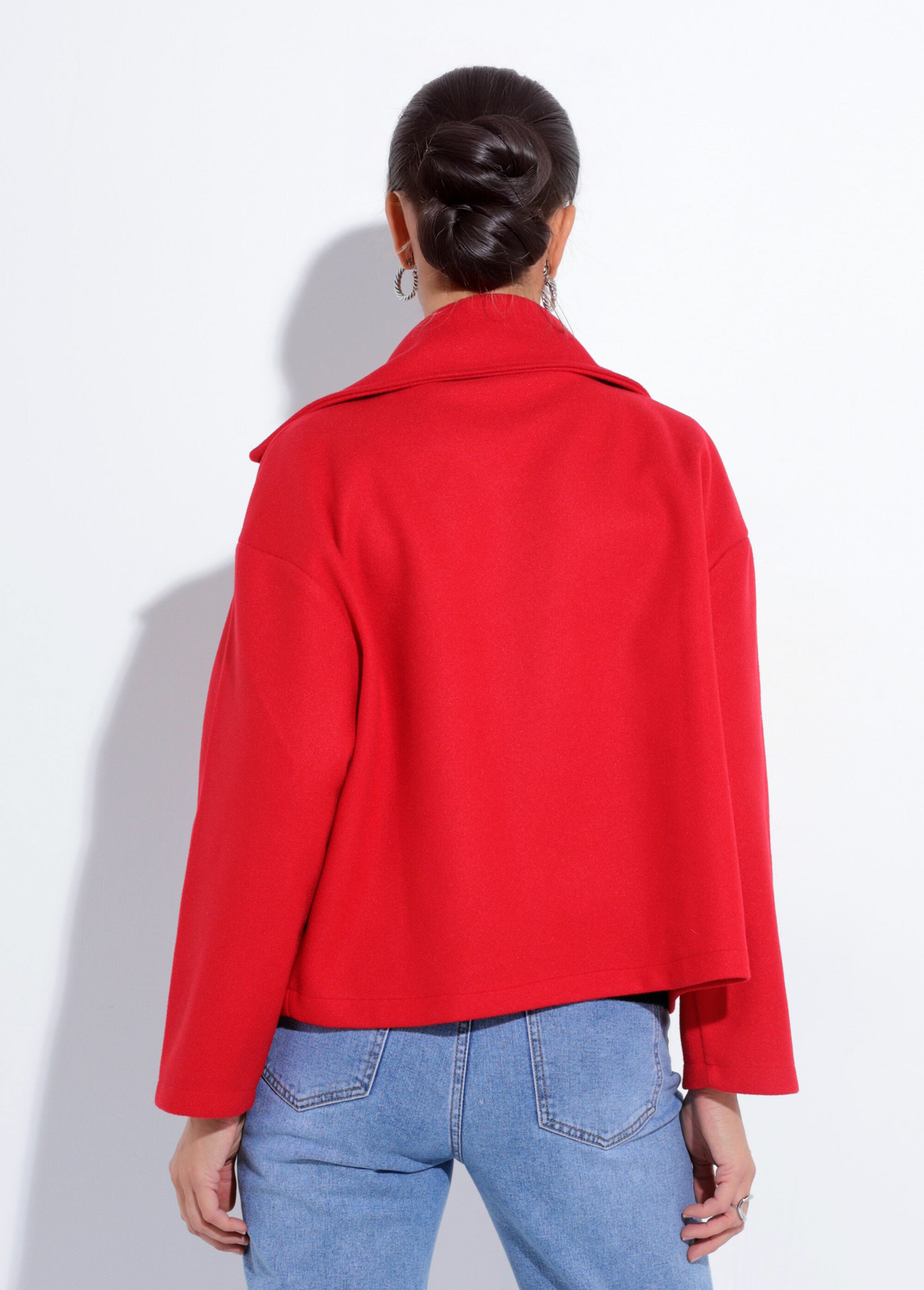 Caban court uni façon drap de laine Femme Rouge TM-CACOURBAN DO1