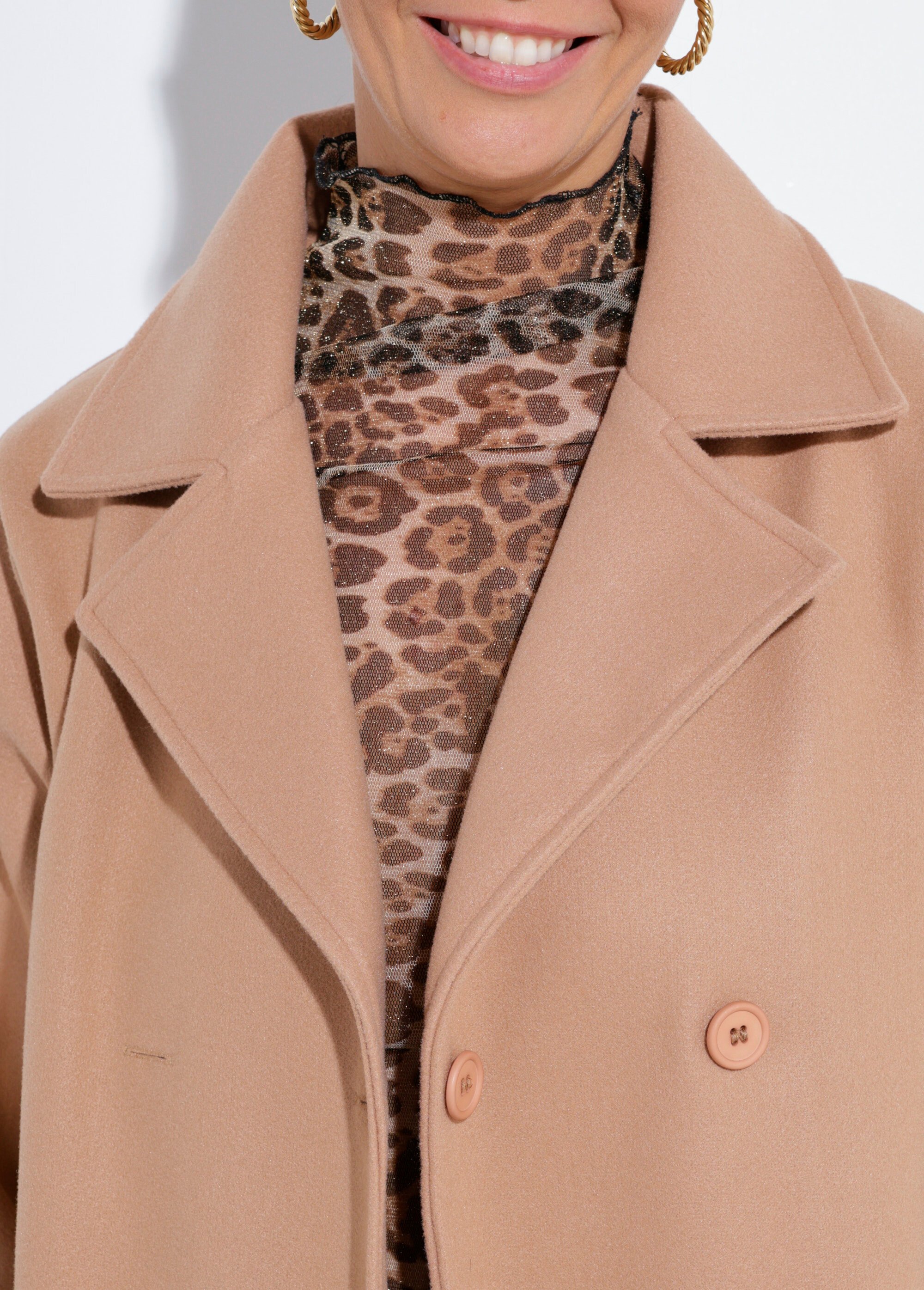 Caban long uni façon drap de laine Femme Marron TM-CABABAN DE1