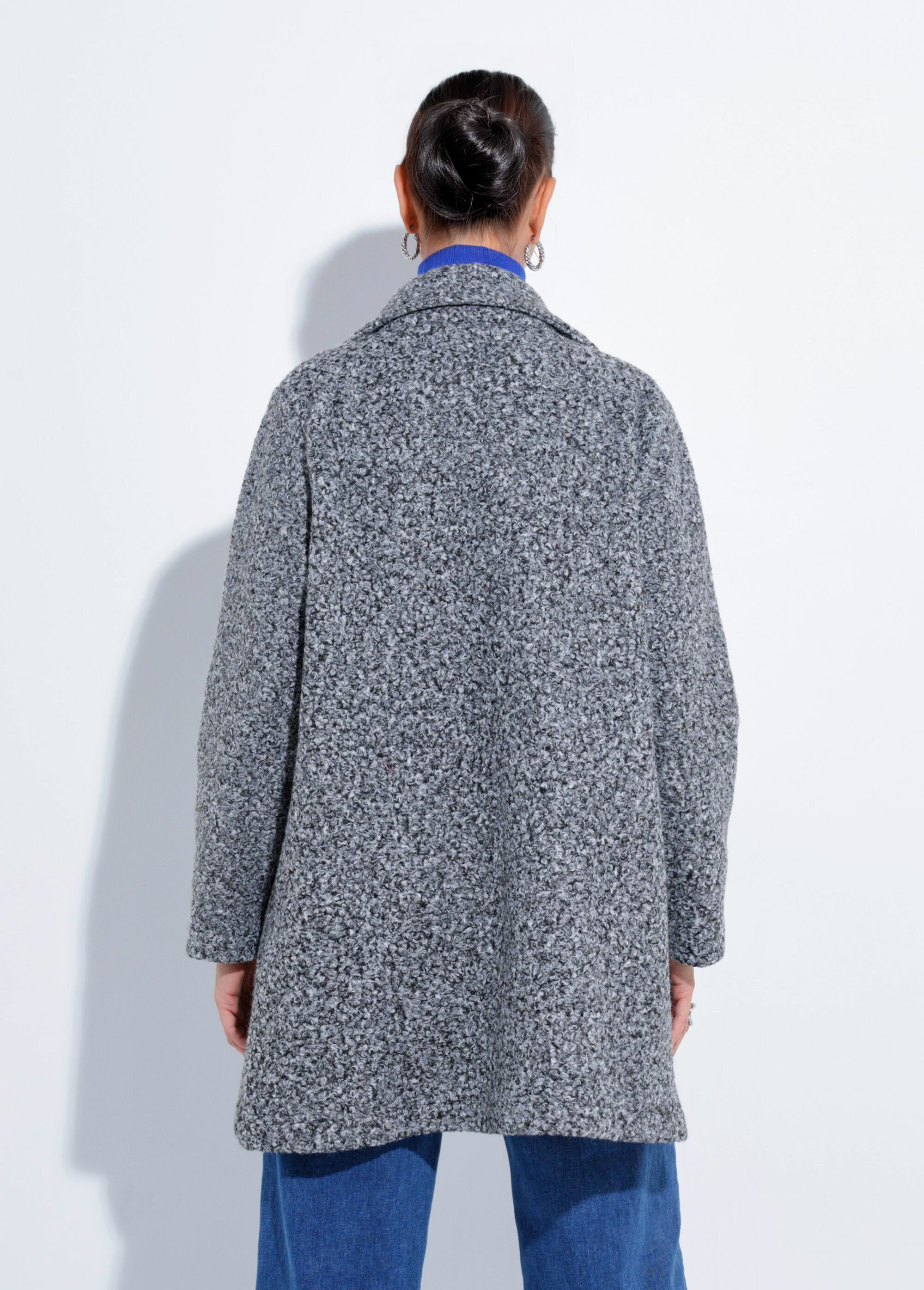 Caban long uni façon laine bouclée