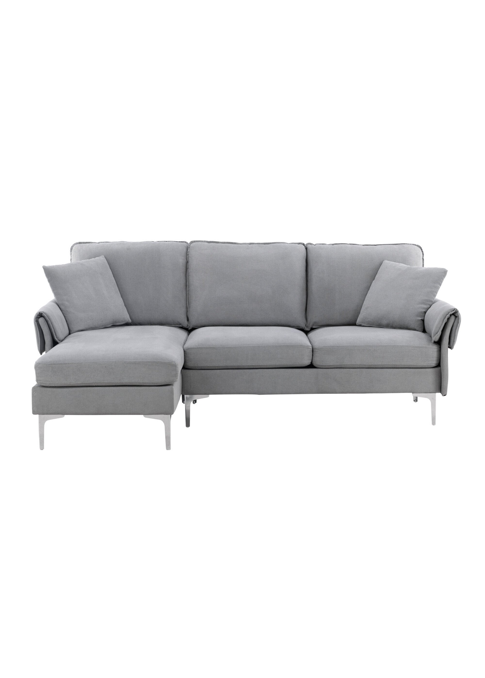 Canapé d'angle en velours et pieds métal GRIS VEN-30083-165 DE1