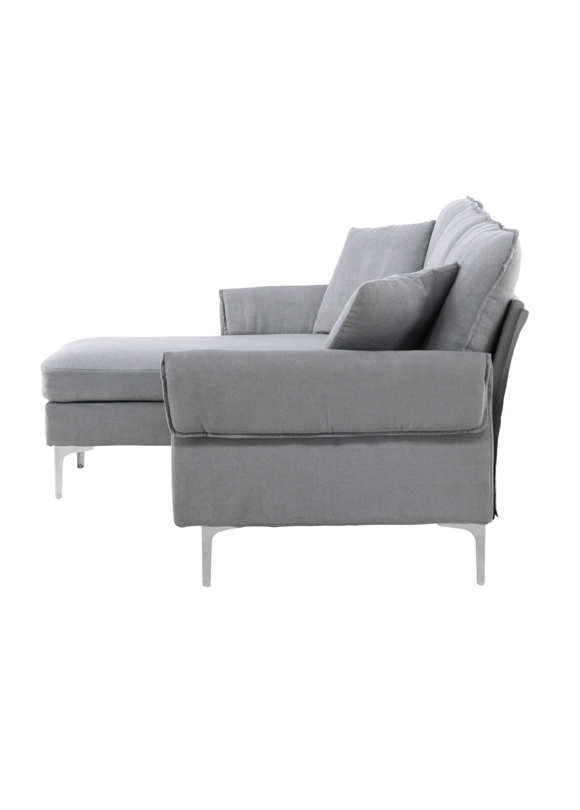 Canapé d'angle en velours et pieds métal GRIS VEN-30083-165 DE2