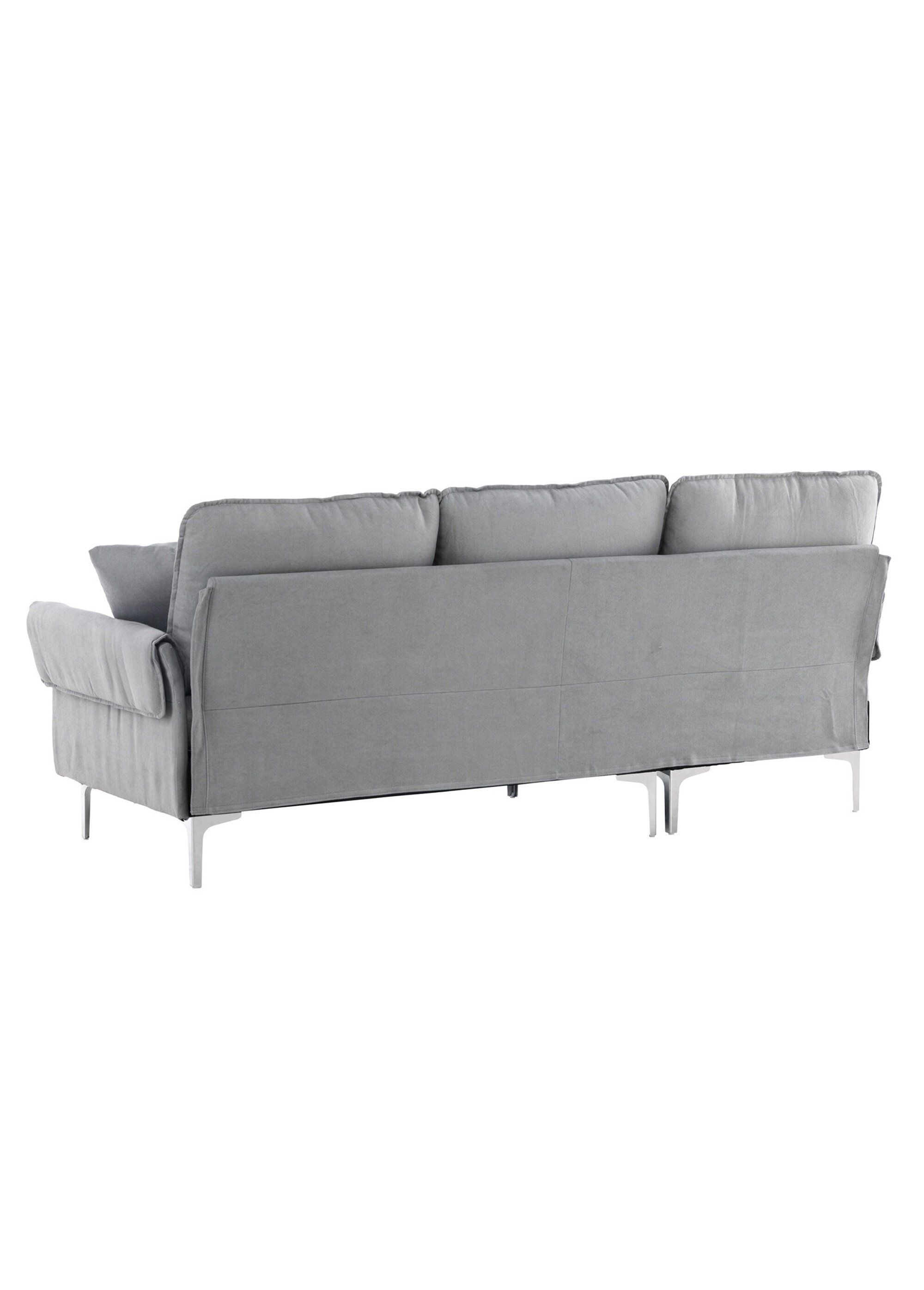 Canapé d'angle en velours et pieds métal GRIS VEN-30083-165 DO1