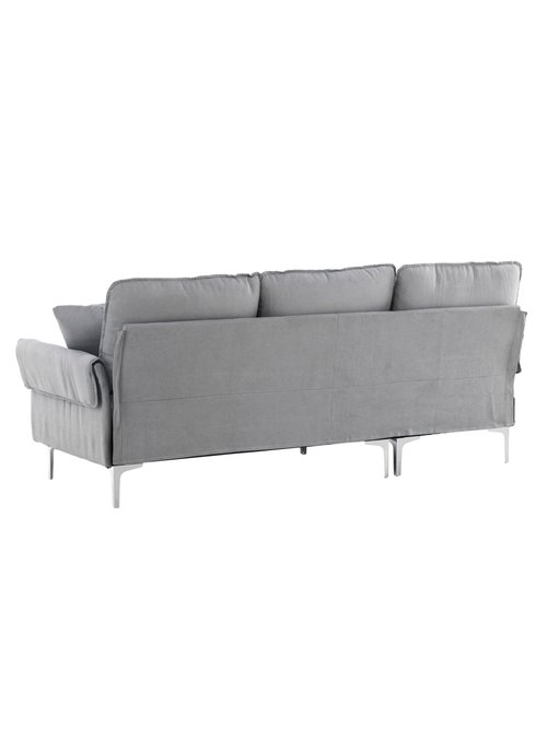 Canapé d'angle en velours et pieds métal GRIS VEN-30083-165 DO1