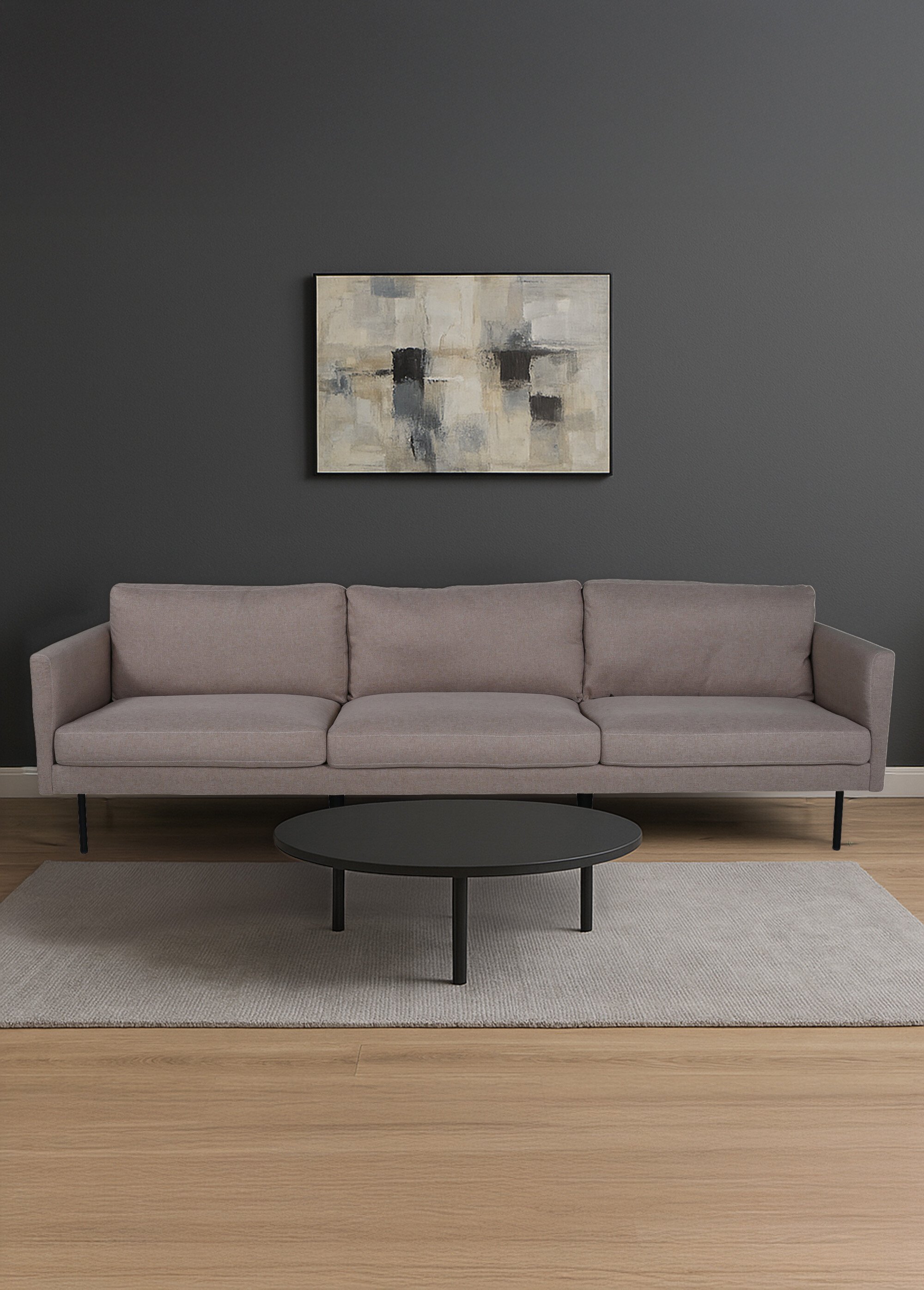 Canapé 3 places en tissu et pieds acier MARRON VEN-15556 SI1