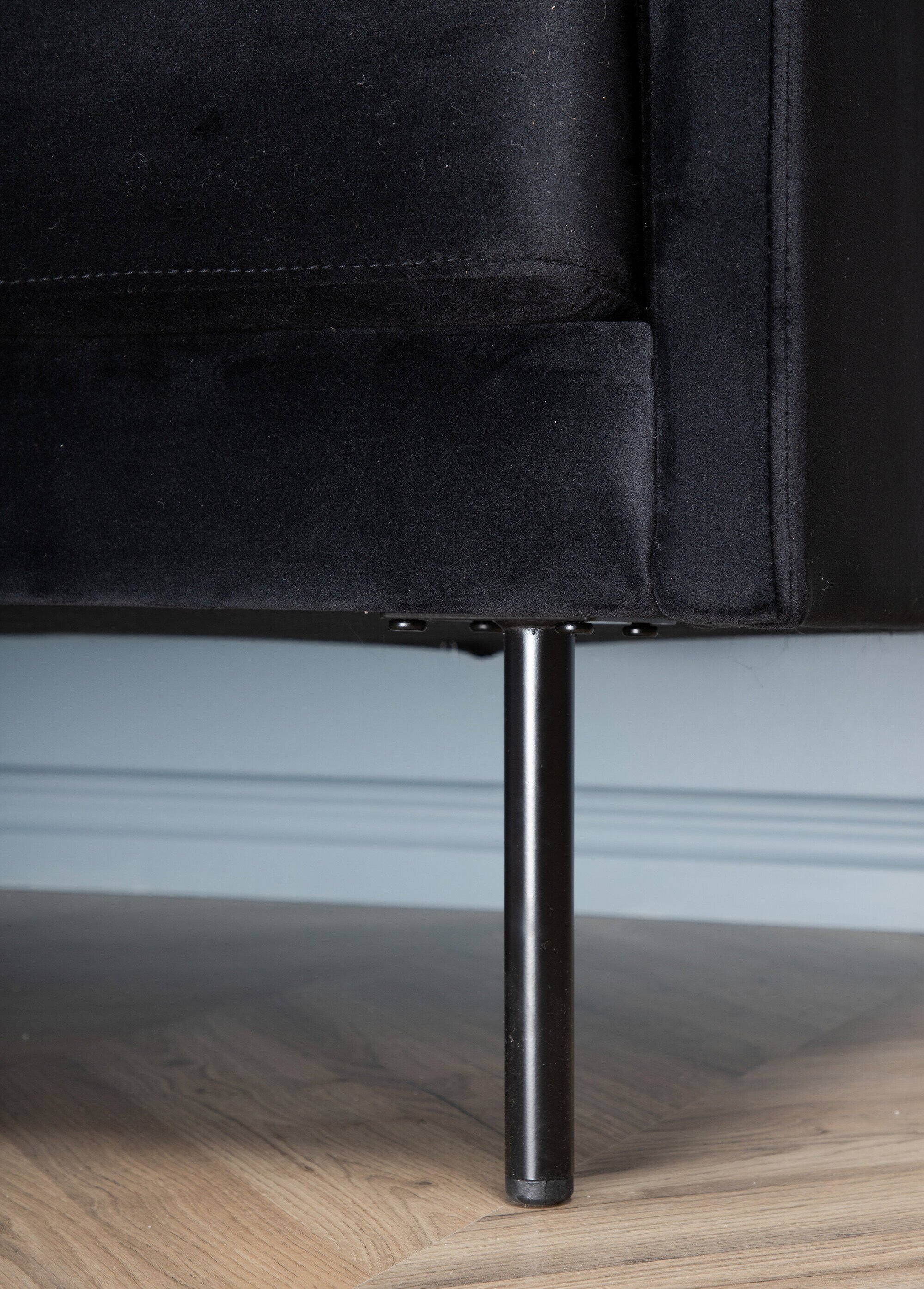 Canapé 3 places en tissu et pieds acier NOIR VEN-15556 DE3