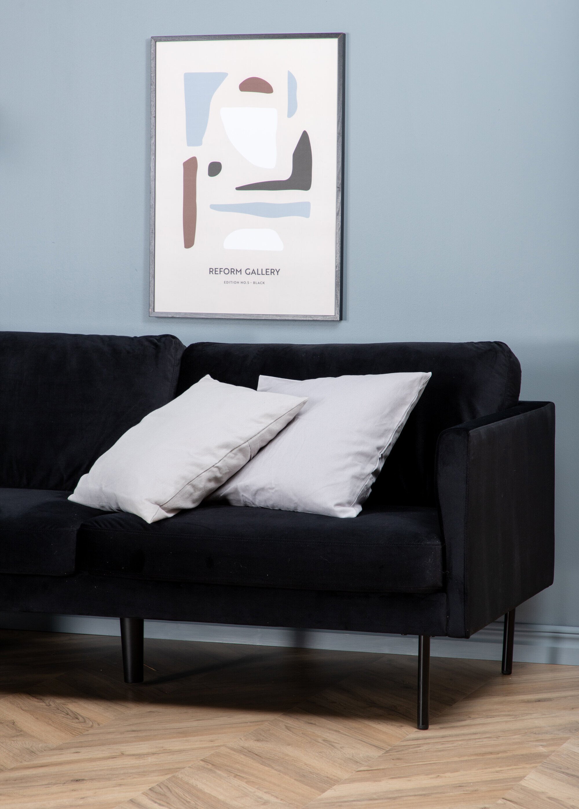 Canapé 3 places en tissu et pieds acier NOIR VEN-15556 SI2