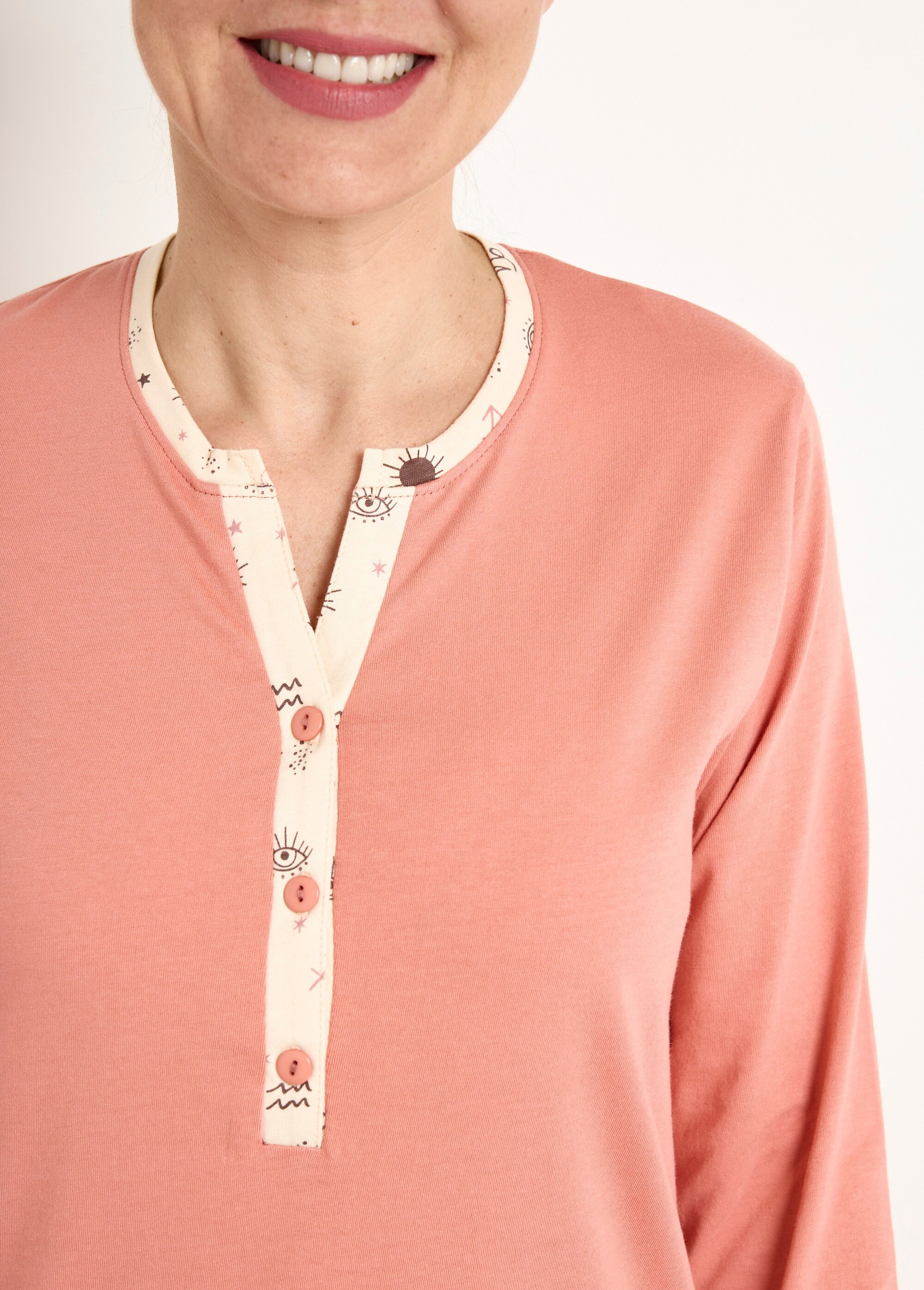 Chemise de nuit liquette mi-longue boutonnée coton Femme Orange SPRAY DE1