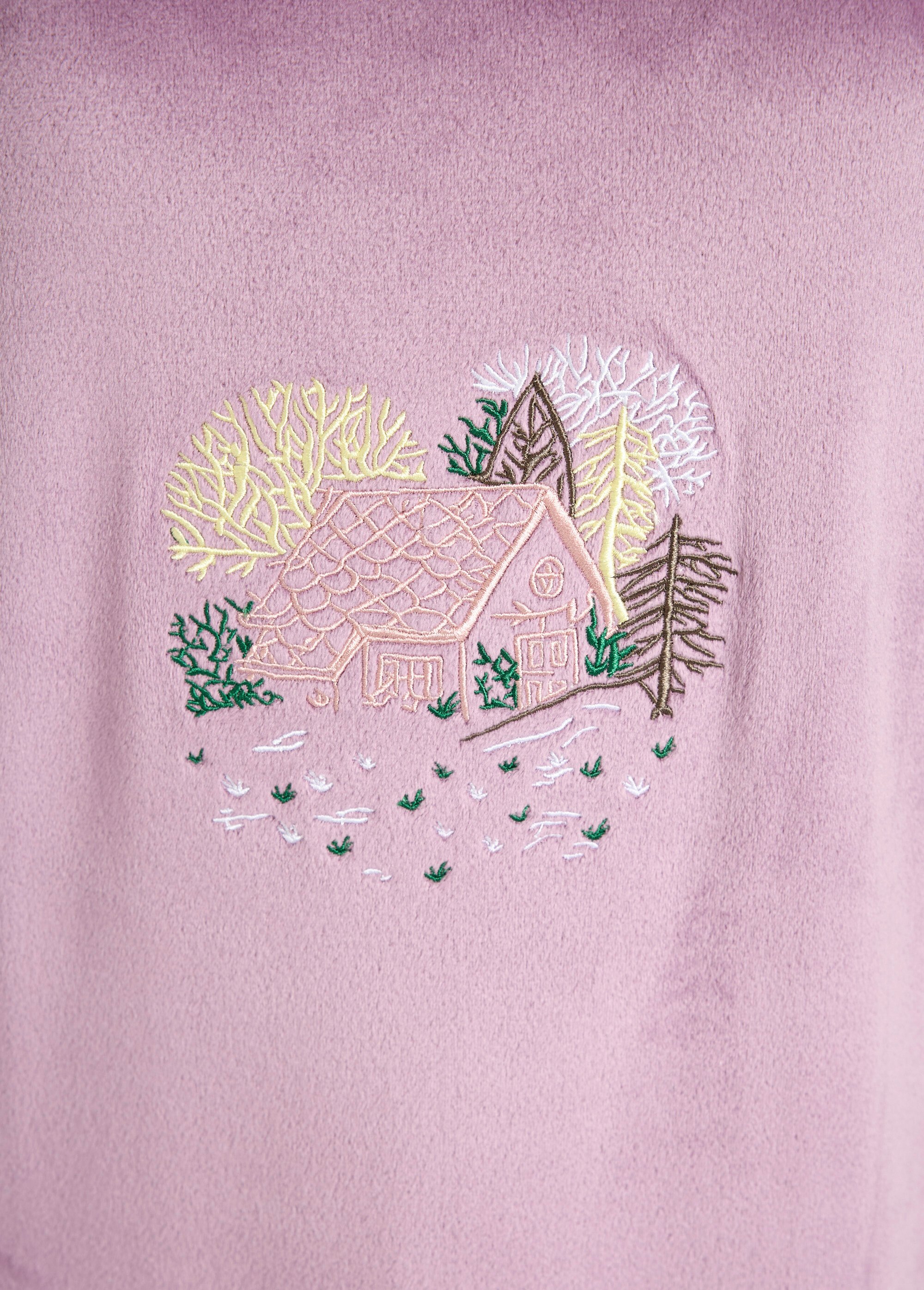 Chemise de nuit polaire mi-longue brodée Femme Violet SAMEDI DE2