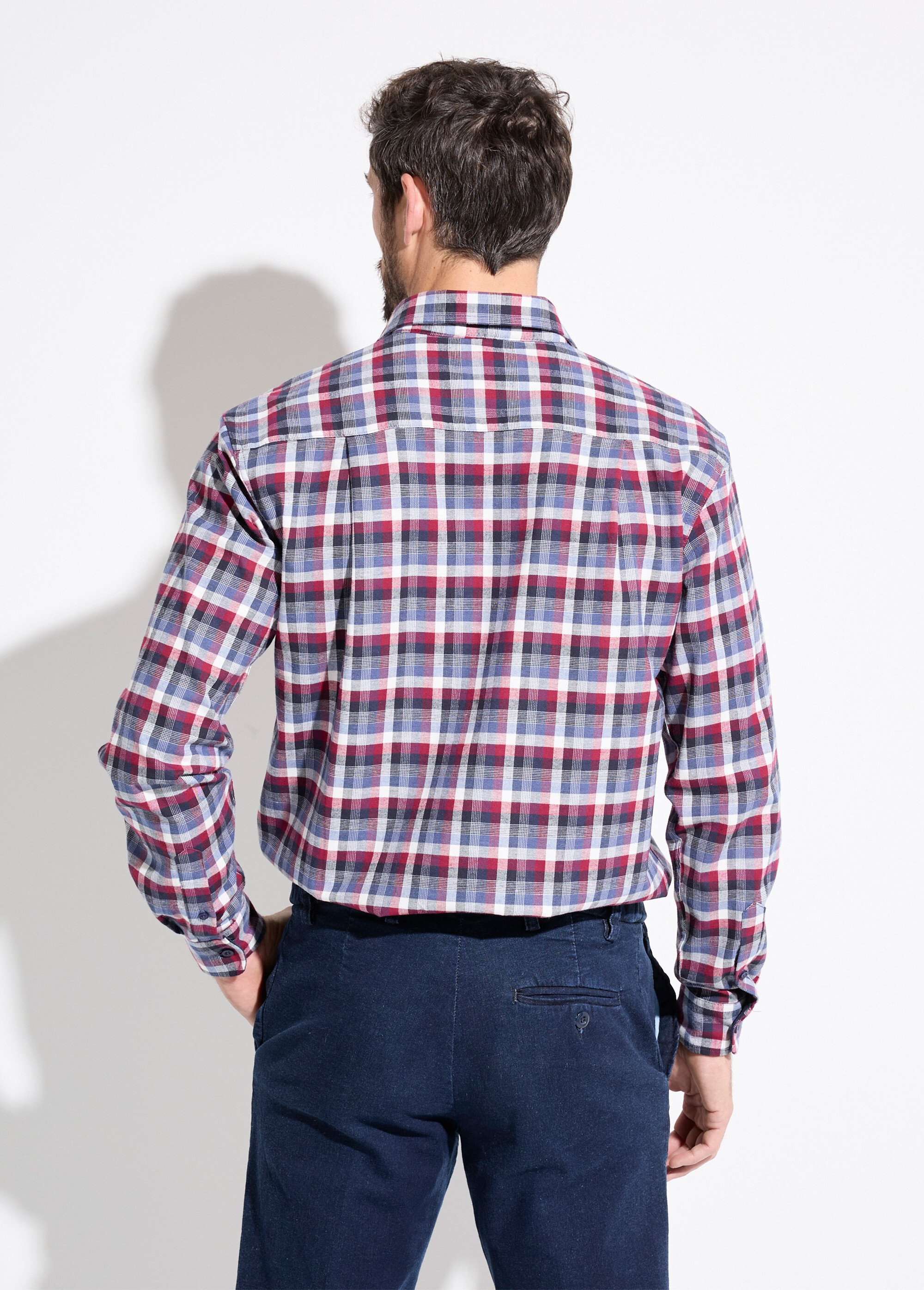 Chemise flanelle extensible carreaux manches longues Homme Rouge FORRY DO1