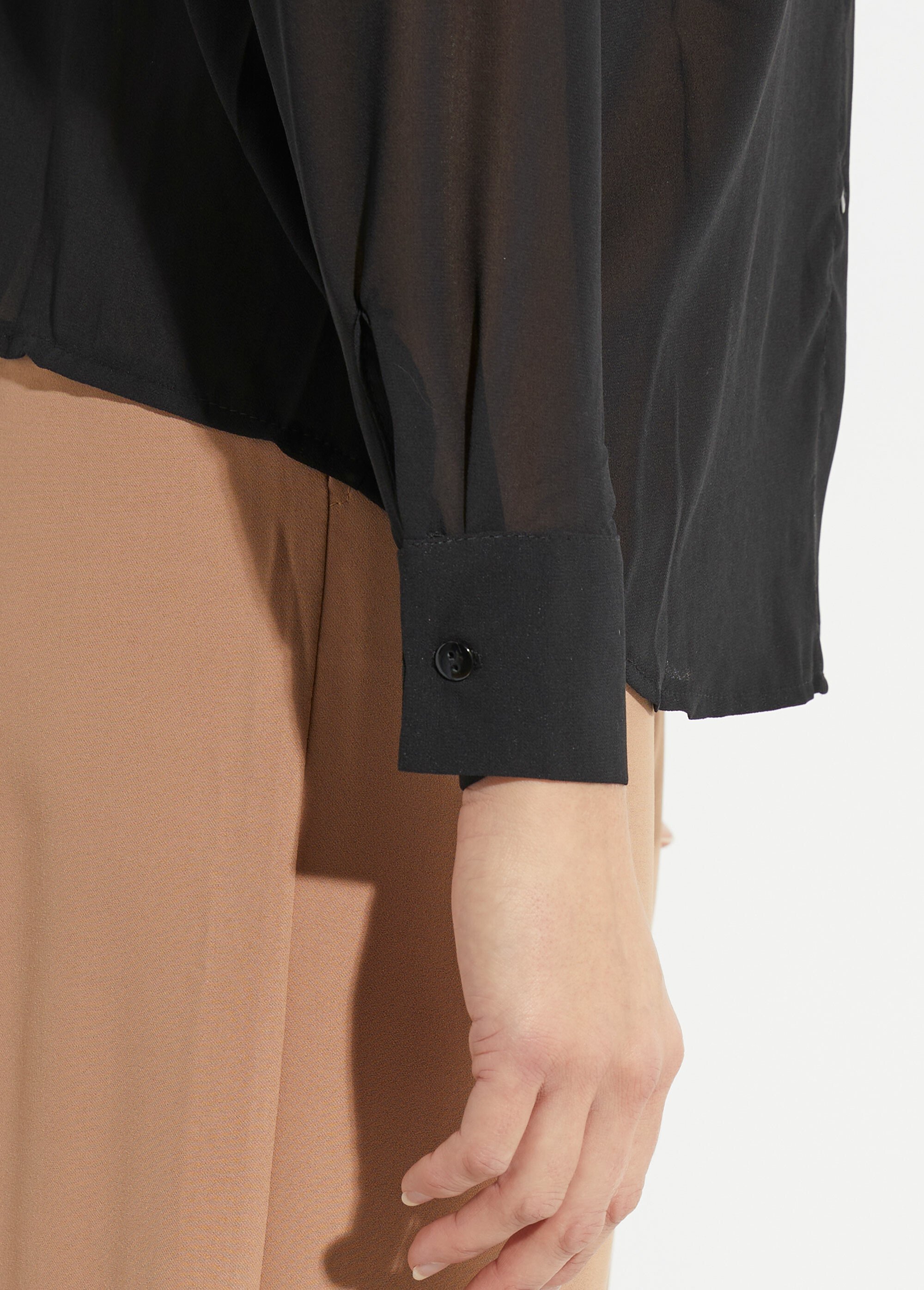 Chemisier vaporeux voile manches longues Femme Noir TM-CHERSA DE2