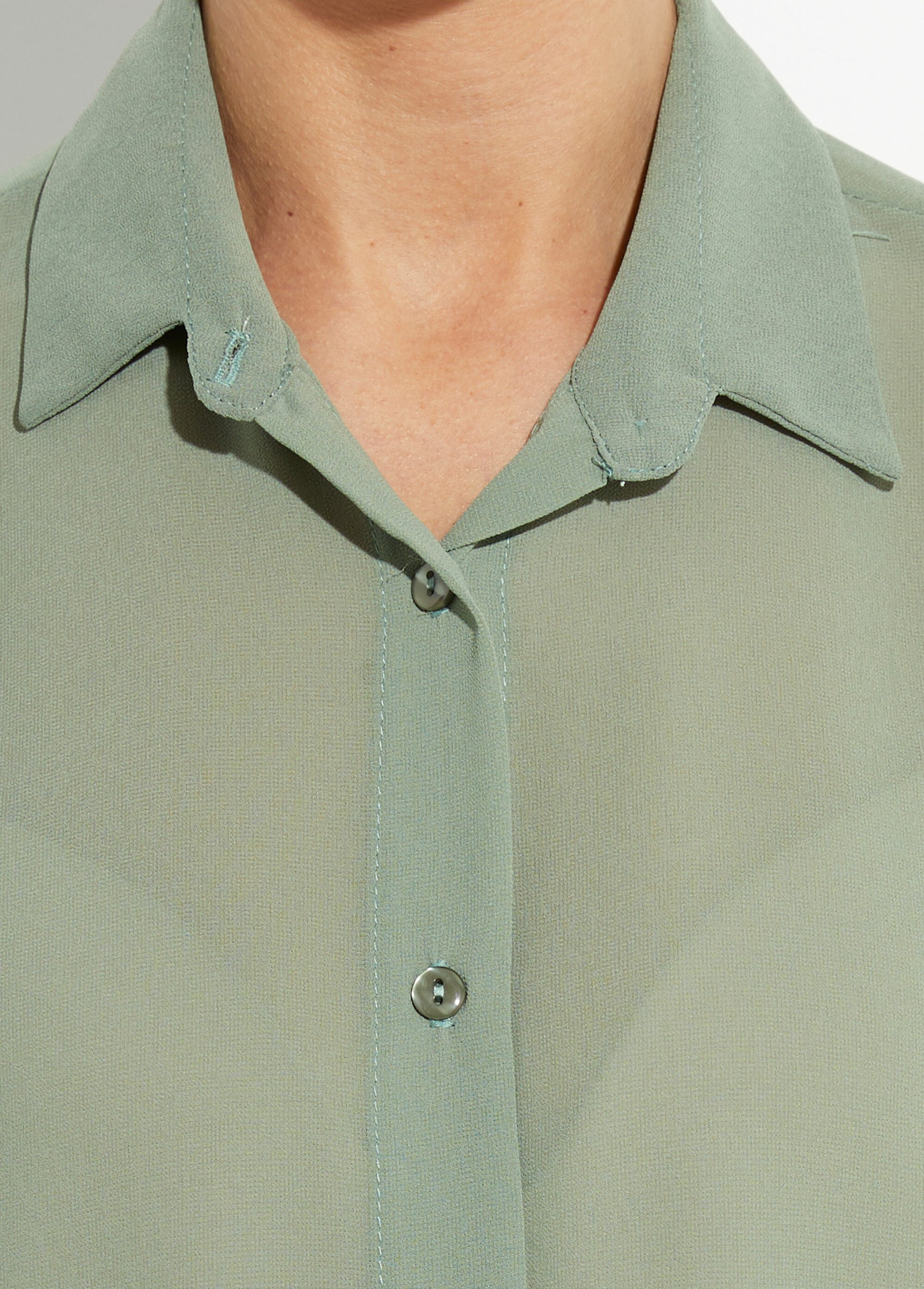 Chemisier vaporeux voile manches longues Femme Vert TM-CHERSA DE1