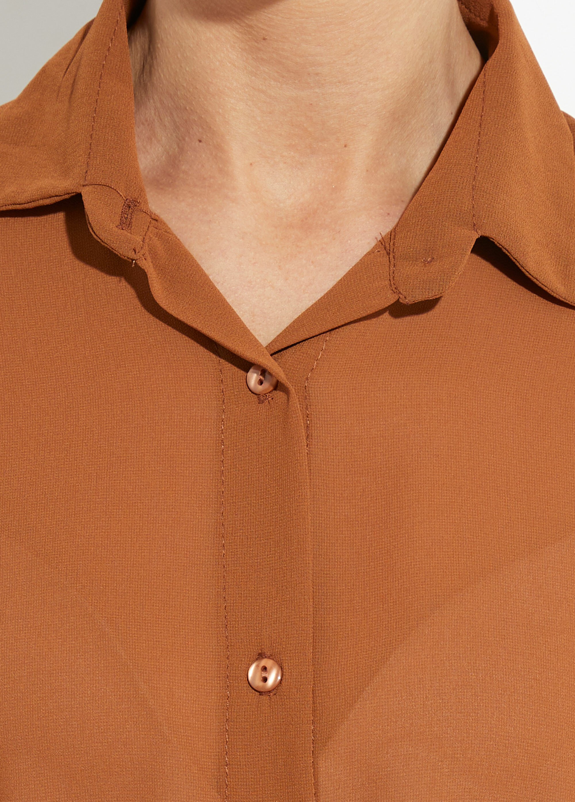 Chemisier vaporeux voile manches longues Femme Marron TM-CHERSA DE1