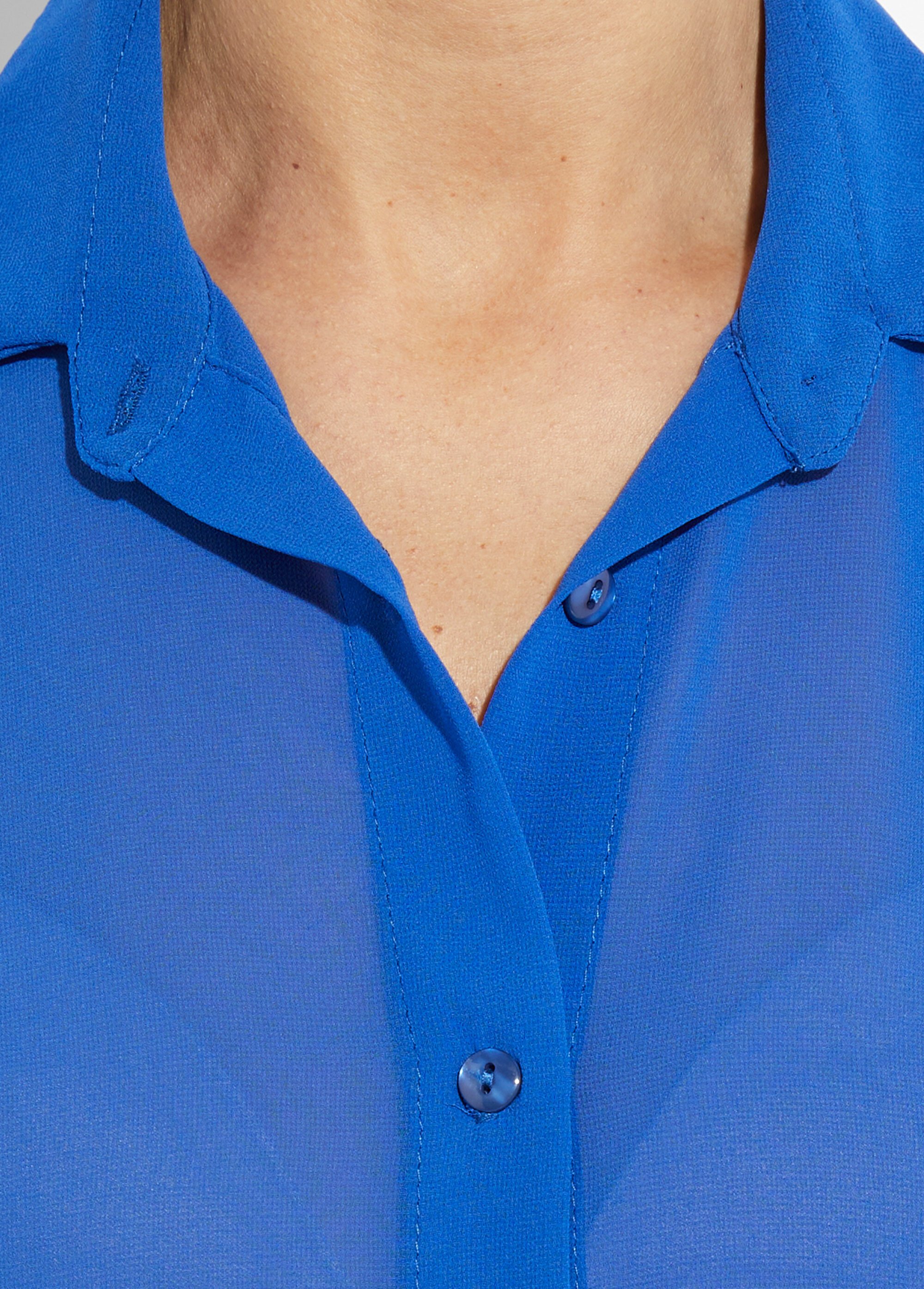 Chemisier vaporeux voile manches longues Femme Bleu TM-CHERSA DE1