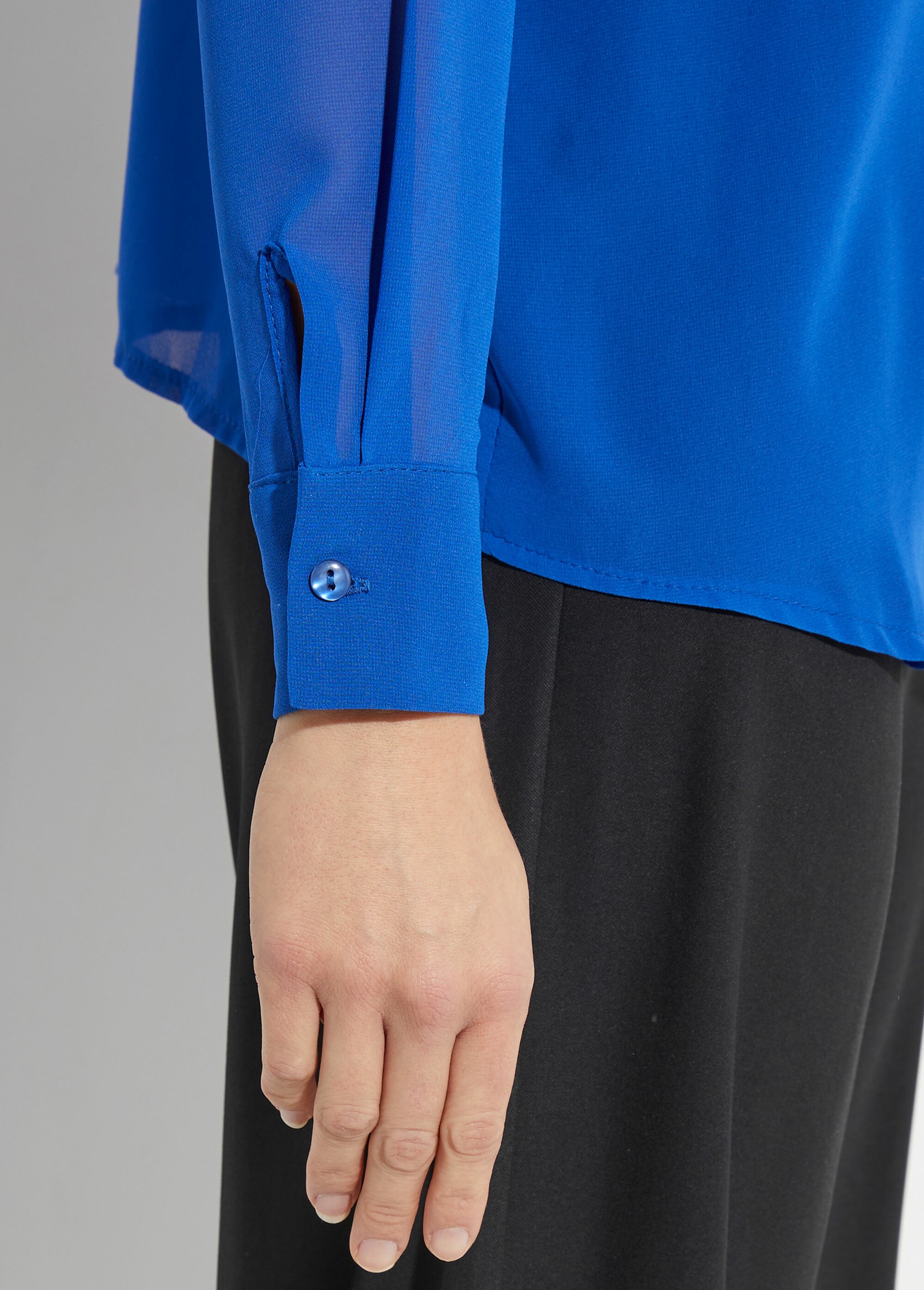 Chemisier vaporeux voile manches longues Femme Bleu TM-CHERSA DE2