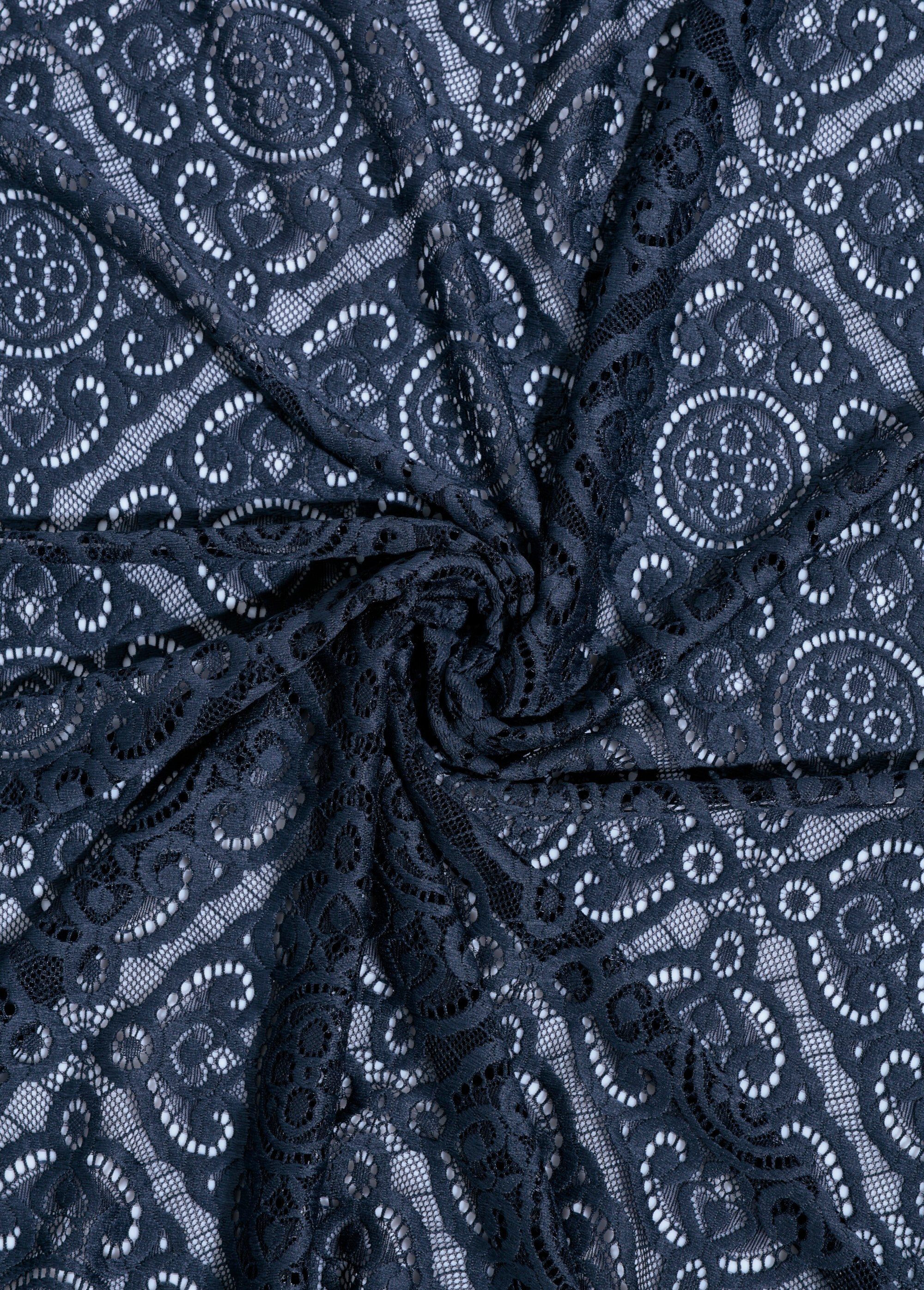 Coupon dentelle façon guipure, 1M BLEU COT142808 FA1